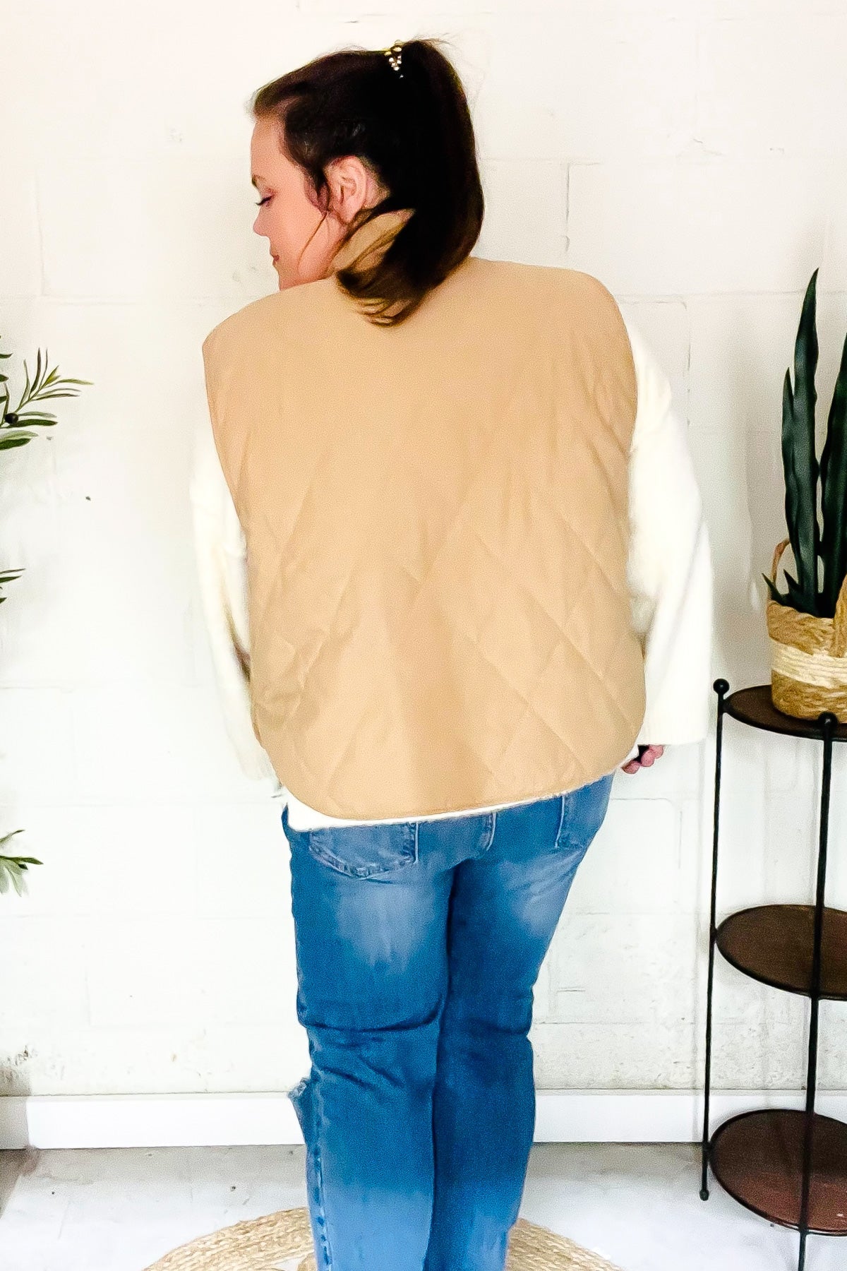 Stylish Taupe Corduroy Snap Button Quilted Vest for Women | Fall Fashion Outerwear | Perfect for Layering, Casual Outfits & Autumn Adventures