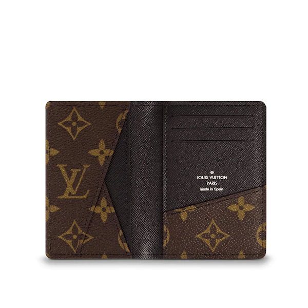 Louis Vuitton Monogram Macassar Canvas Pocket Organizer Wallet - Black | Slim Card Holder for Men | Perfect for Business, Travel & Everyday Use