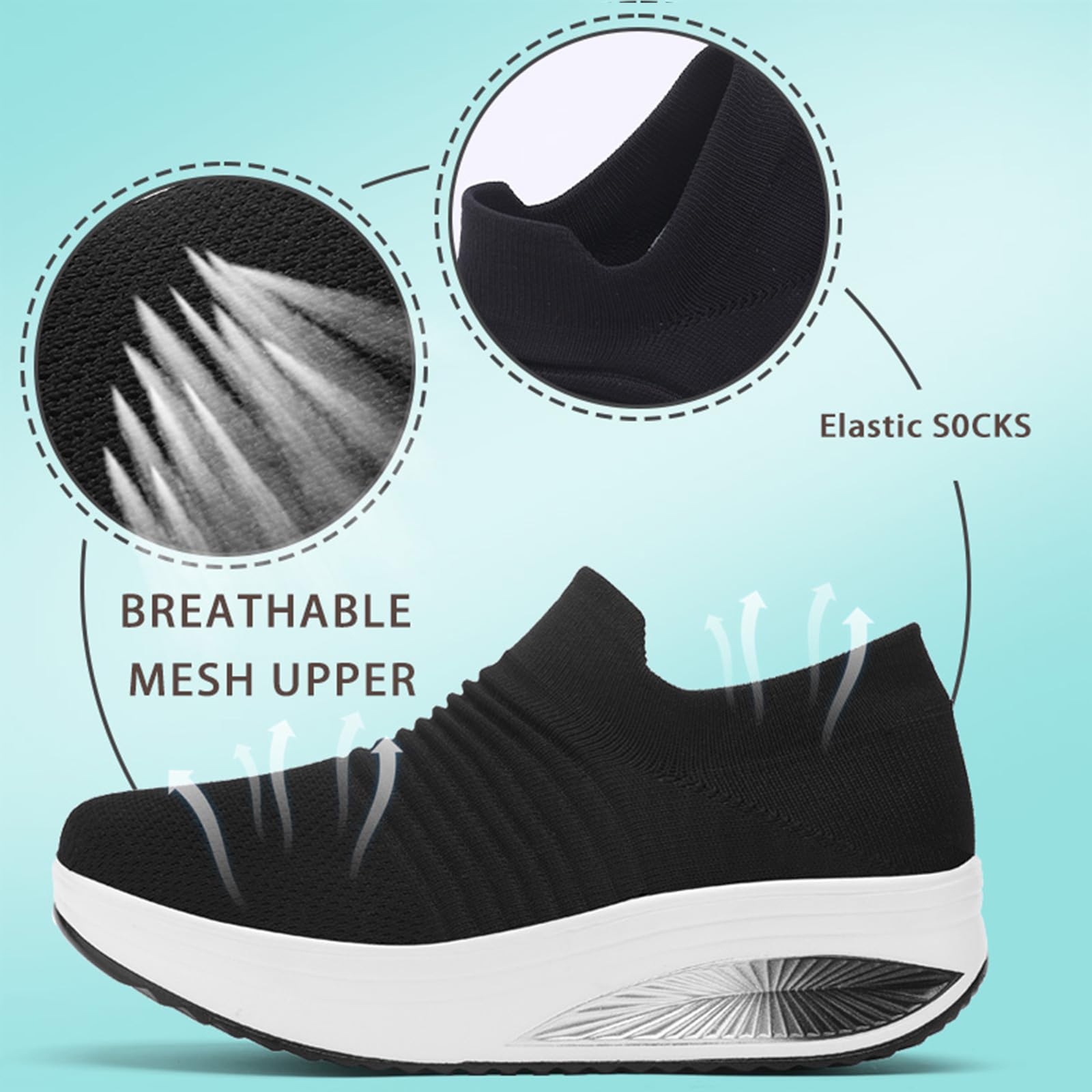 YIQIMIN Women's Slip-On Sneakers with Arch Support - Breathable Mesh Walking Shoes for Comfort & Support | Perfect for Casual Wear, Workouts & Daily Activities