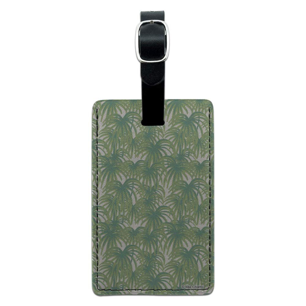 Stylish Rectangle Leather Luggage Tag with Palm Tree Leaves Design - Durable Suitcase ID Tag for Travel Bags, Carry-Ons & Backpacks - Perfect for Vacation, Business Trips & Airport Identification
