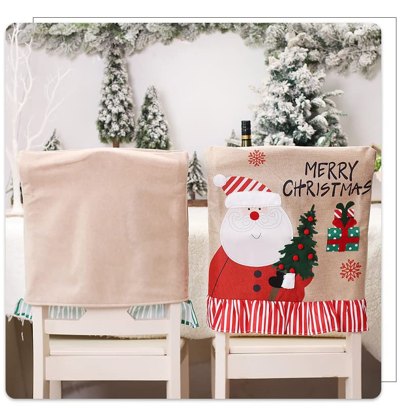 2-Piece Merry Christmas Chair Covers Set - Santa & Snowman Design, Dining & Office Chair Slipcovers for Holiday Decor - Perfect for Christmas Banquets, Parties & Festive Home Decor