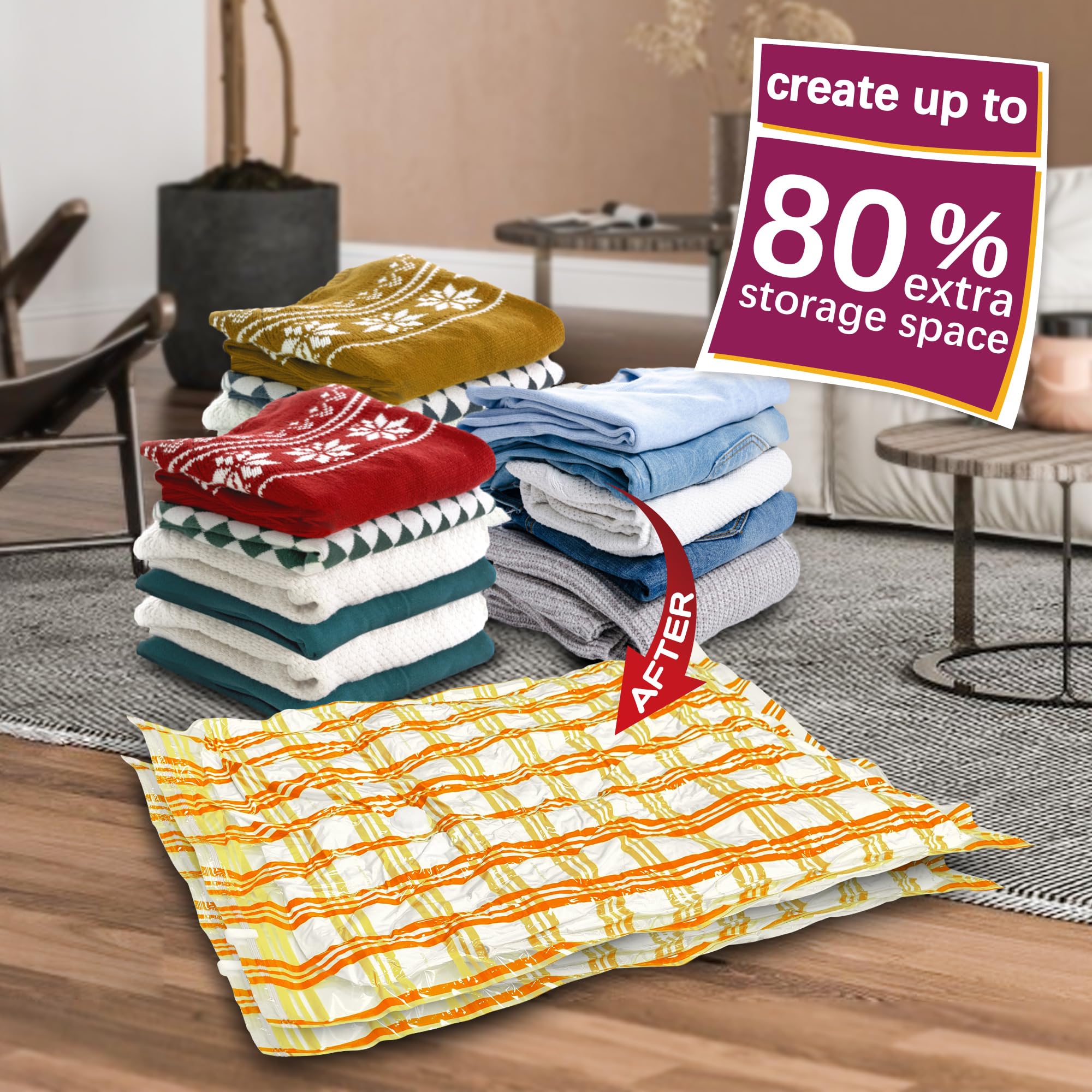 10 Medium Vacuum Storage Bags - Space Saving Clothes Storage Bags for Clothes, Comforters, Blankets & Bedding | Reusable & Airtight for Travel, Moving & Seasonal Storage (10 Pack)