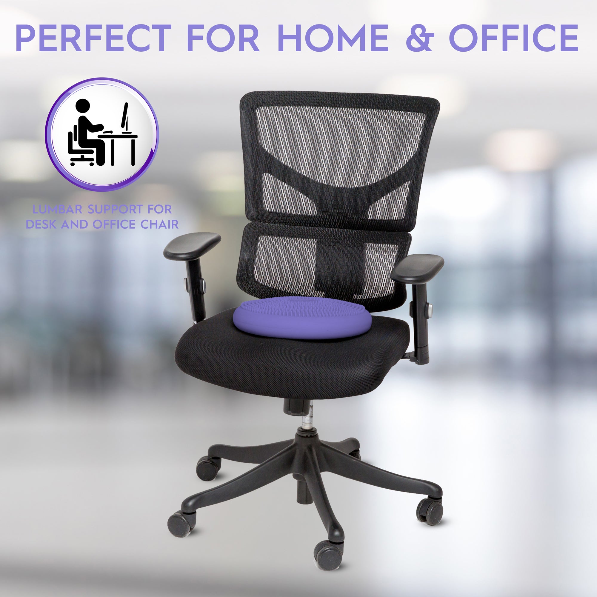 Bouncyband Big Wiggle Seat Sensory Cushion - Purple Flexible Seating for Kids - Improve Focus & Movement in Classroom or Home Learning