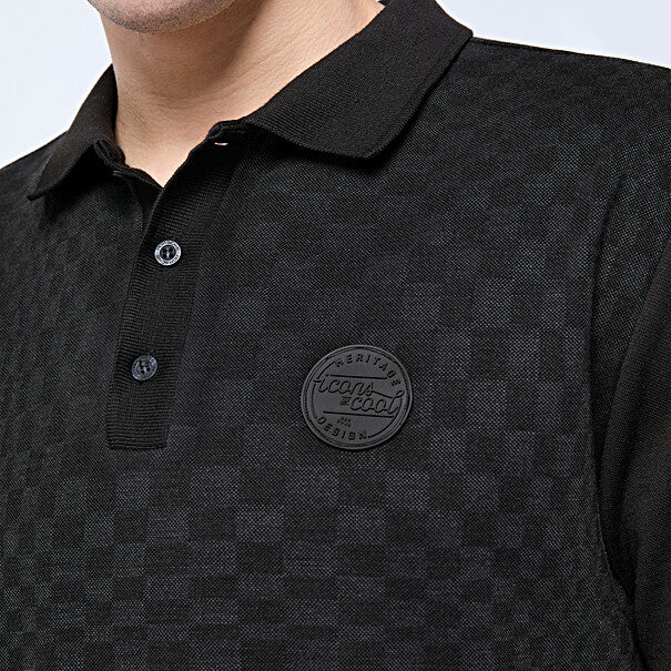 Porsche Heritage Men's Jacquard Polo Shirt - Premium Cotton Knit Golf & Casual Wear for Business & Leisure