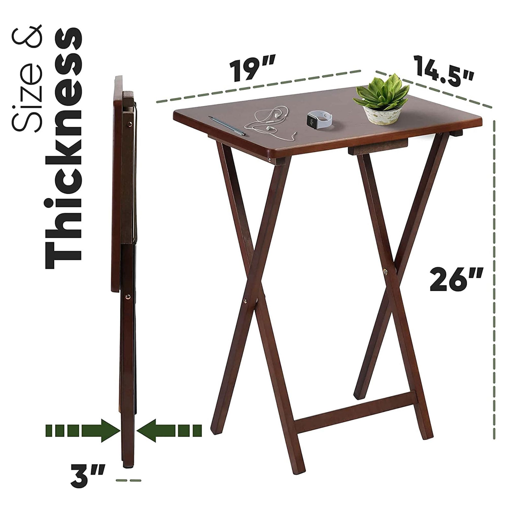 PJ Wood Portable Collapsible TV Snack Tray Table - Foldable Serving Stand for Couch, Bed, Sofa & Office - Honey Oak Finish (10 Pack) - Perfect for Movie Nights, Gaming & Home Entertainment