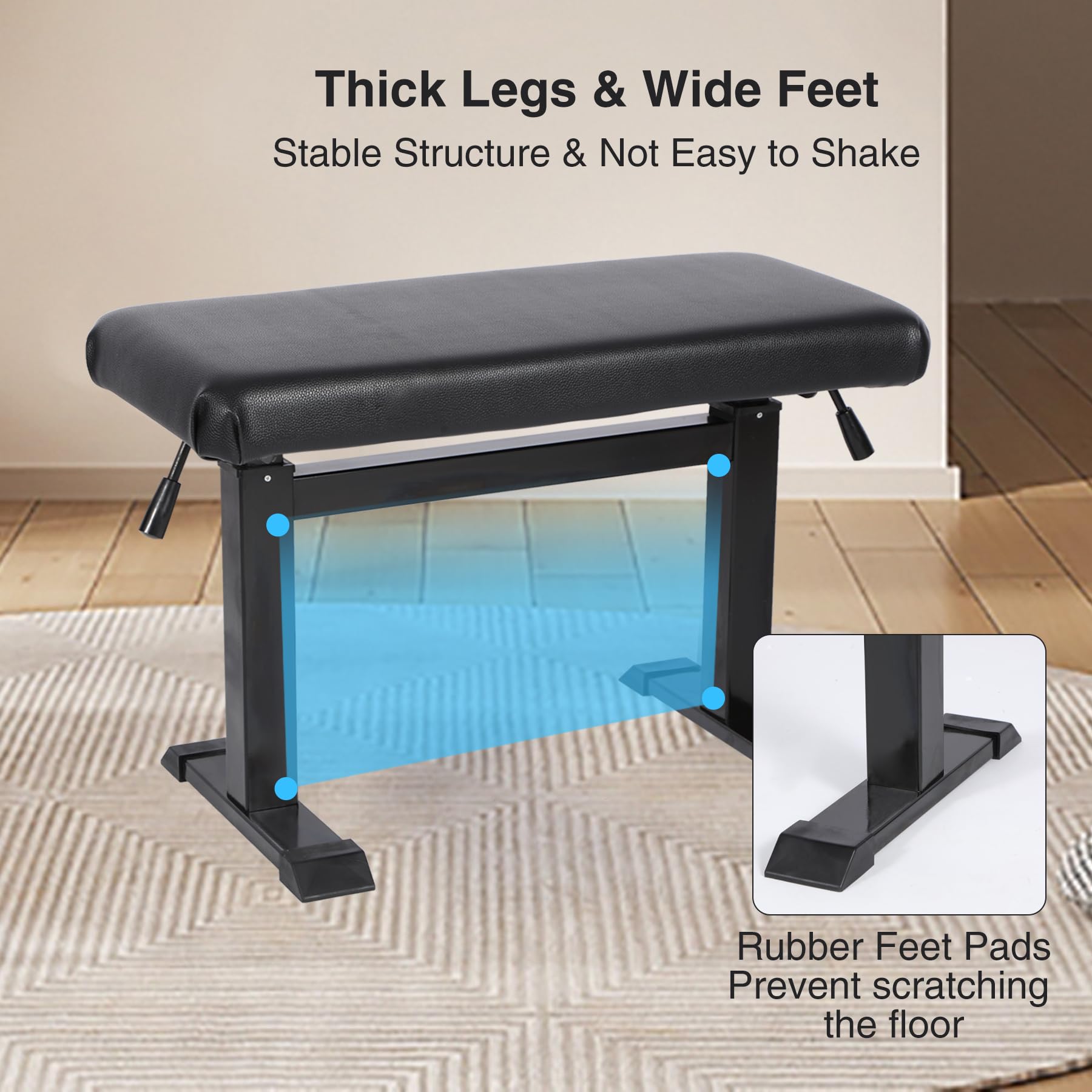 Height Adjustable Hydraulic Piano Bench - 39in Heavy Duty Keyboard Stool with PU Leather Cushion for Piano & Keyboard Stands | Perfect for Home Studios, Music Classrooms & Professional Performances (Black)