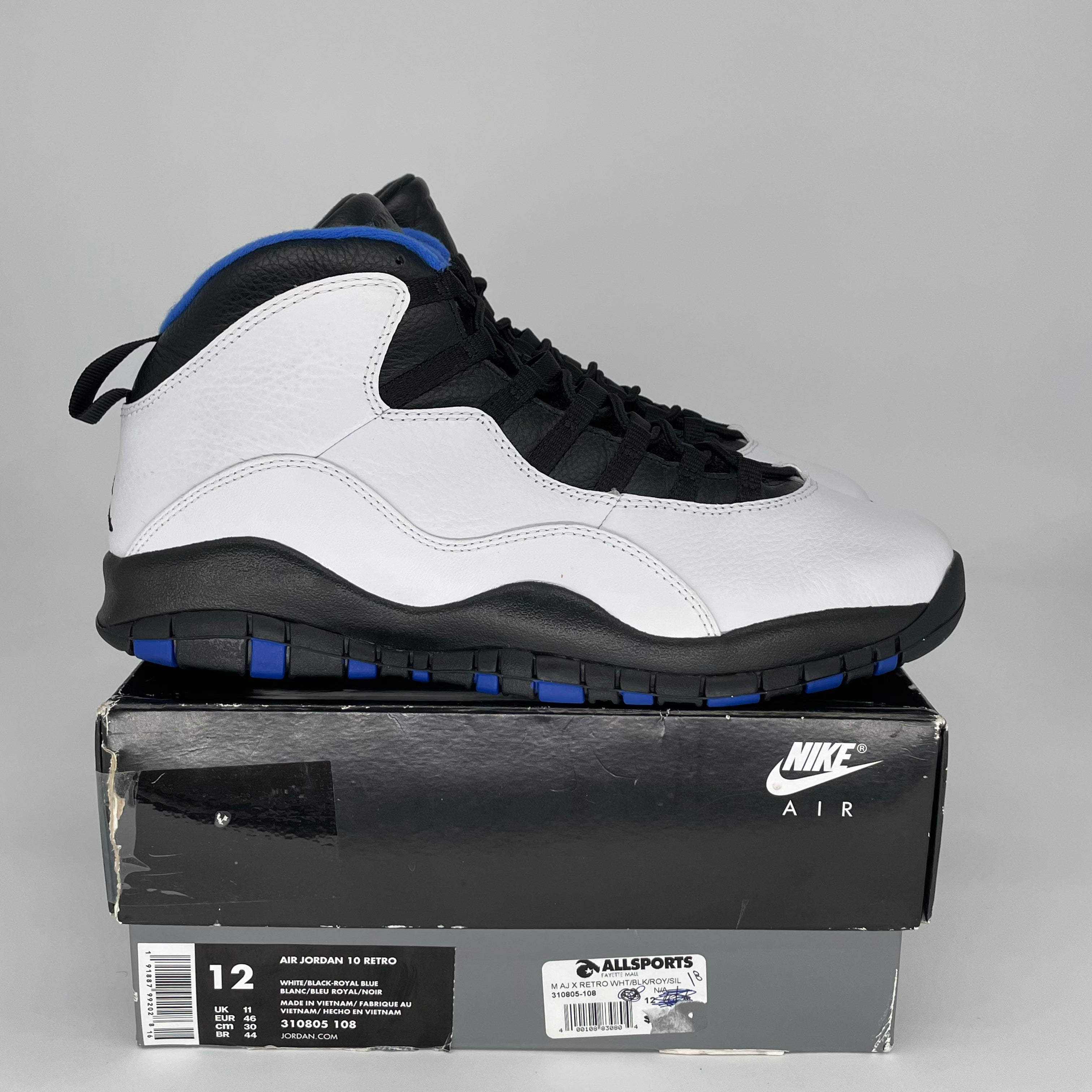 Original Air Jordan 10 Retro 'Orlando' Men's Basketball Shoes - Size 12 (310805-108) | Classic Sneakers for Streetwear & Basketball Games