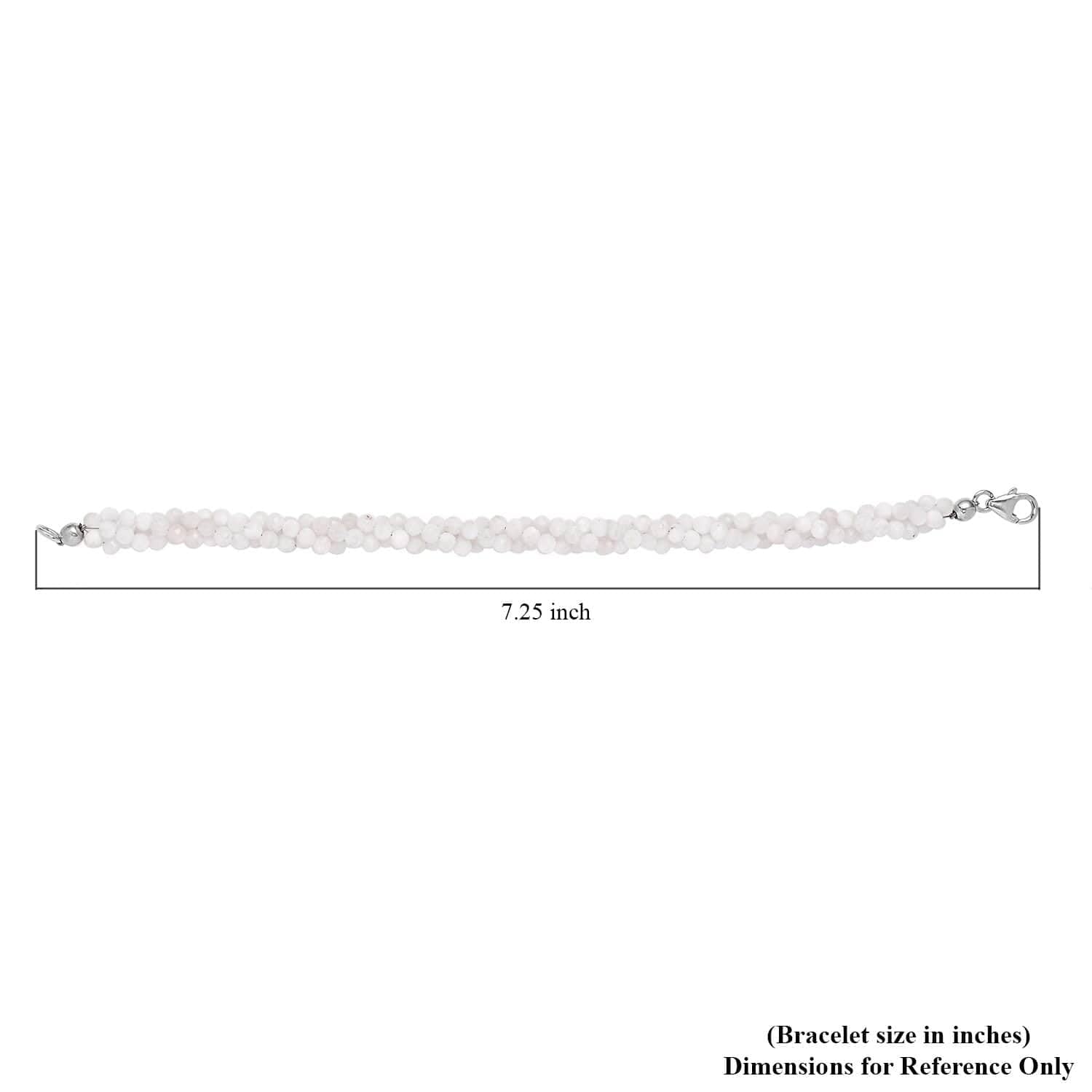 Rainbow Moonstone 925 Sterling Silver Platinum Plated Beaded Bracelet for Women | Elegant Jewelry Gift for Birthday, Anniversary & Special Occasions | 7.25