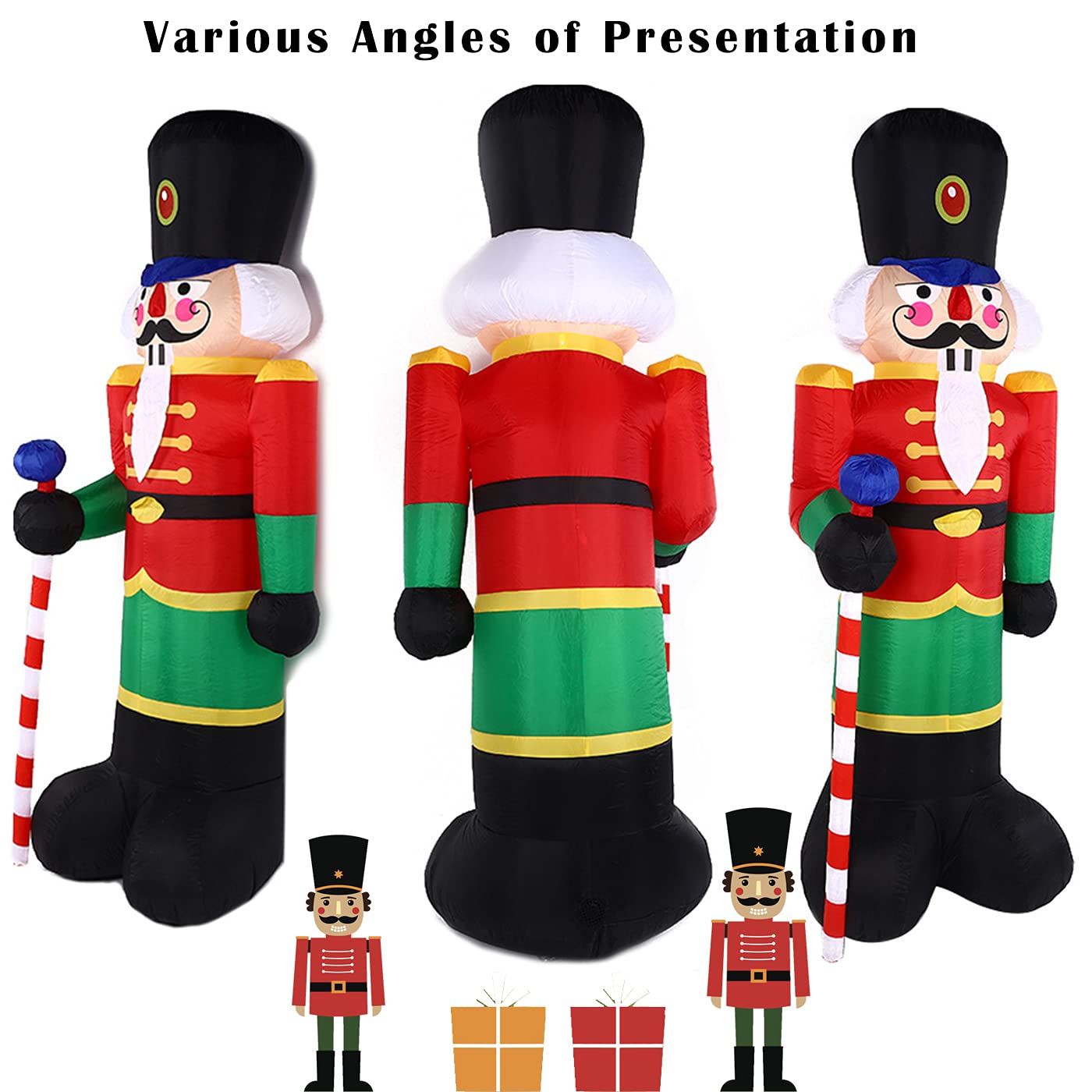 8ft LED Lighted Nutcracker Soldier Christmas Inflatable Decor - Outdoor Holiday Yard Decoration for Garden, Lawn & Christmas Party (Waterproof, Easy Setup) - Perfect for Front Yard Displays, Holiday Festivities & Seasonal Cheer