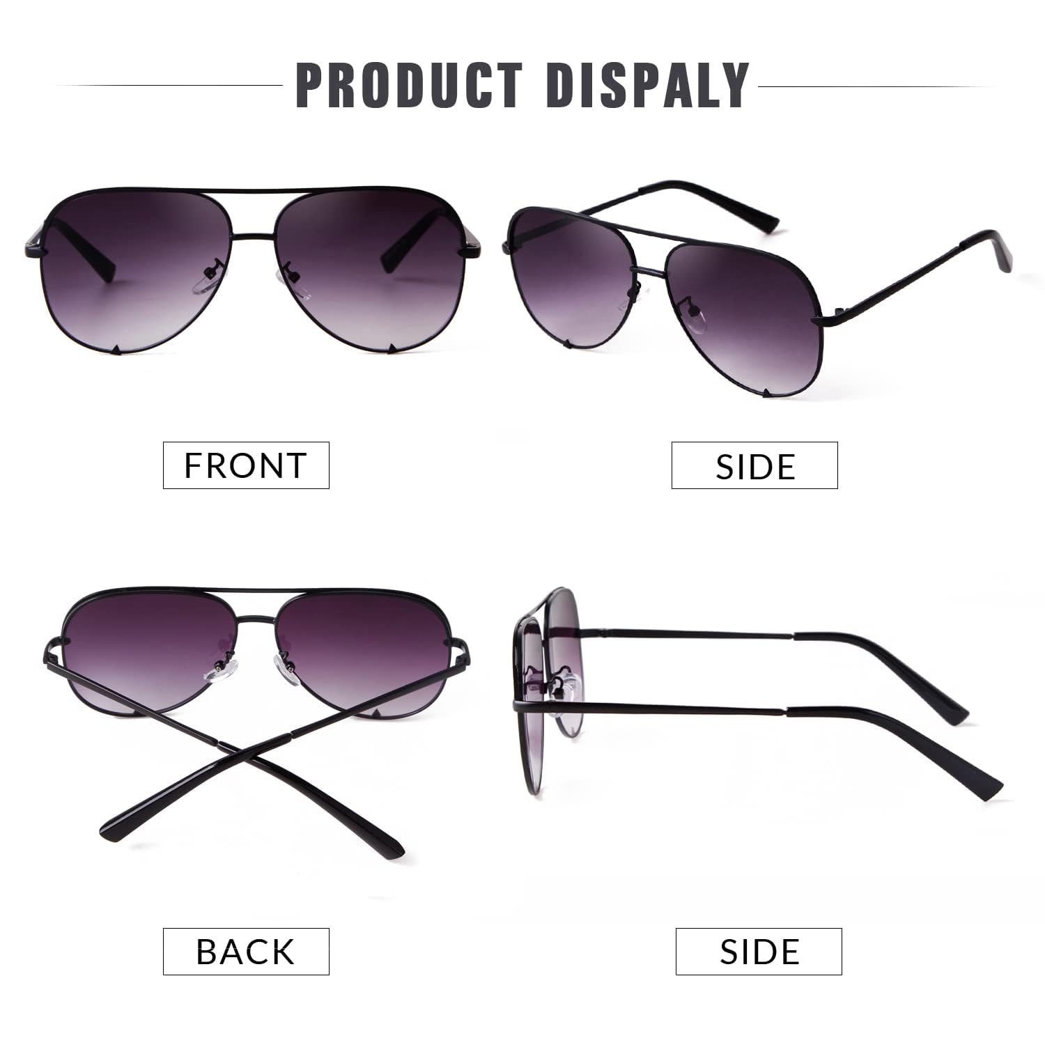 SORVINO Oversized Aviator Sunglasses for Women & Men - Trendy Retro UV400 Protection Shades - Classic Black Faded Lenses - Perfect for Driving, Beach, and Outdoor Activities