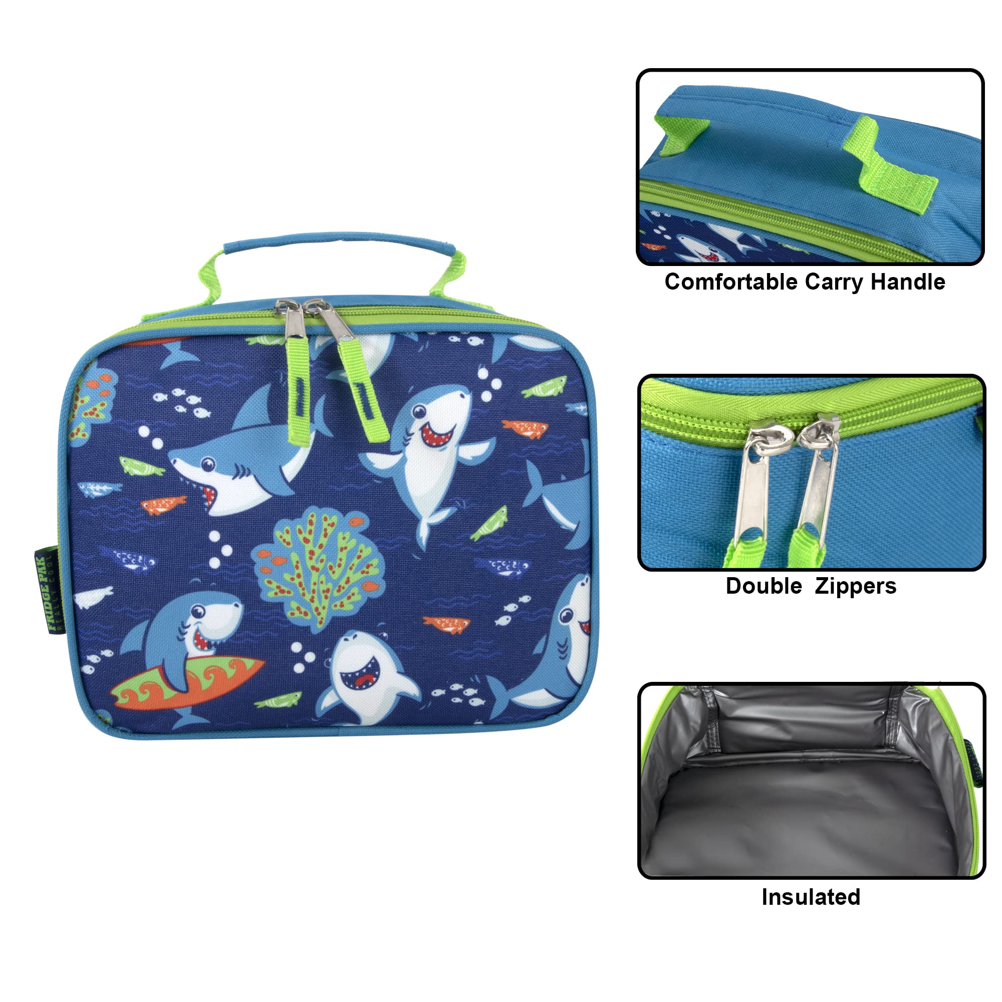Trail Maker Insulated Kids Lunch Box for Boys & Girls - Leak Proof School Lunch Bag for Camp, Sports & Outdoor Activities | Fun Snarky Sharkies Design | Perfect for School, Picnics & Travel
