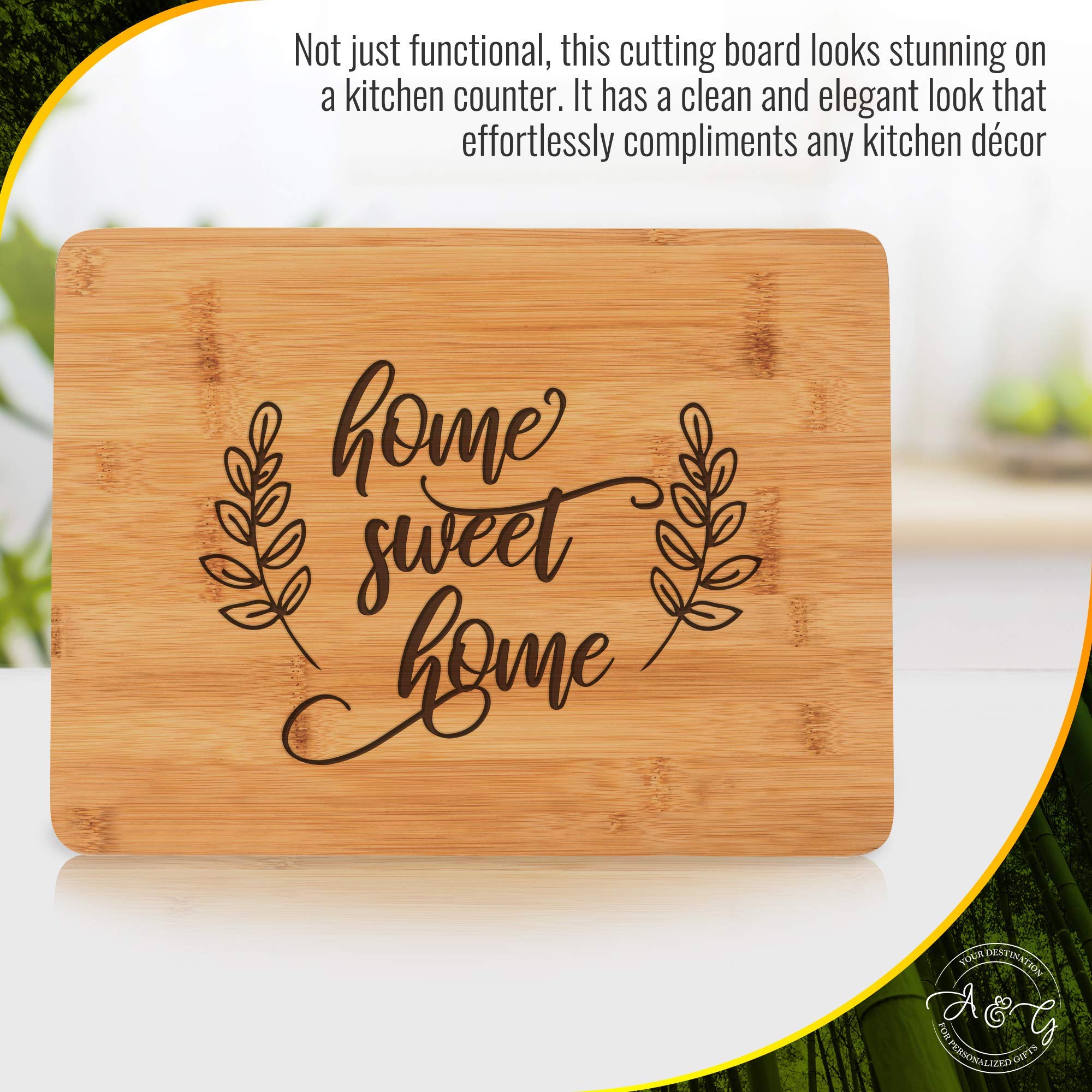 Personalized Engraved Bamboo Cutting Board - 8x12 Inch Housewarming Gift, Realtor Closing Present, Cheese & Charcuterie Serving Tray for Kitchen & Entertaining | Perfect for Weddings, Anniversaries & Holiday Gifts