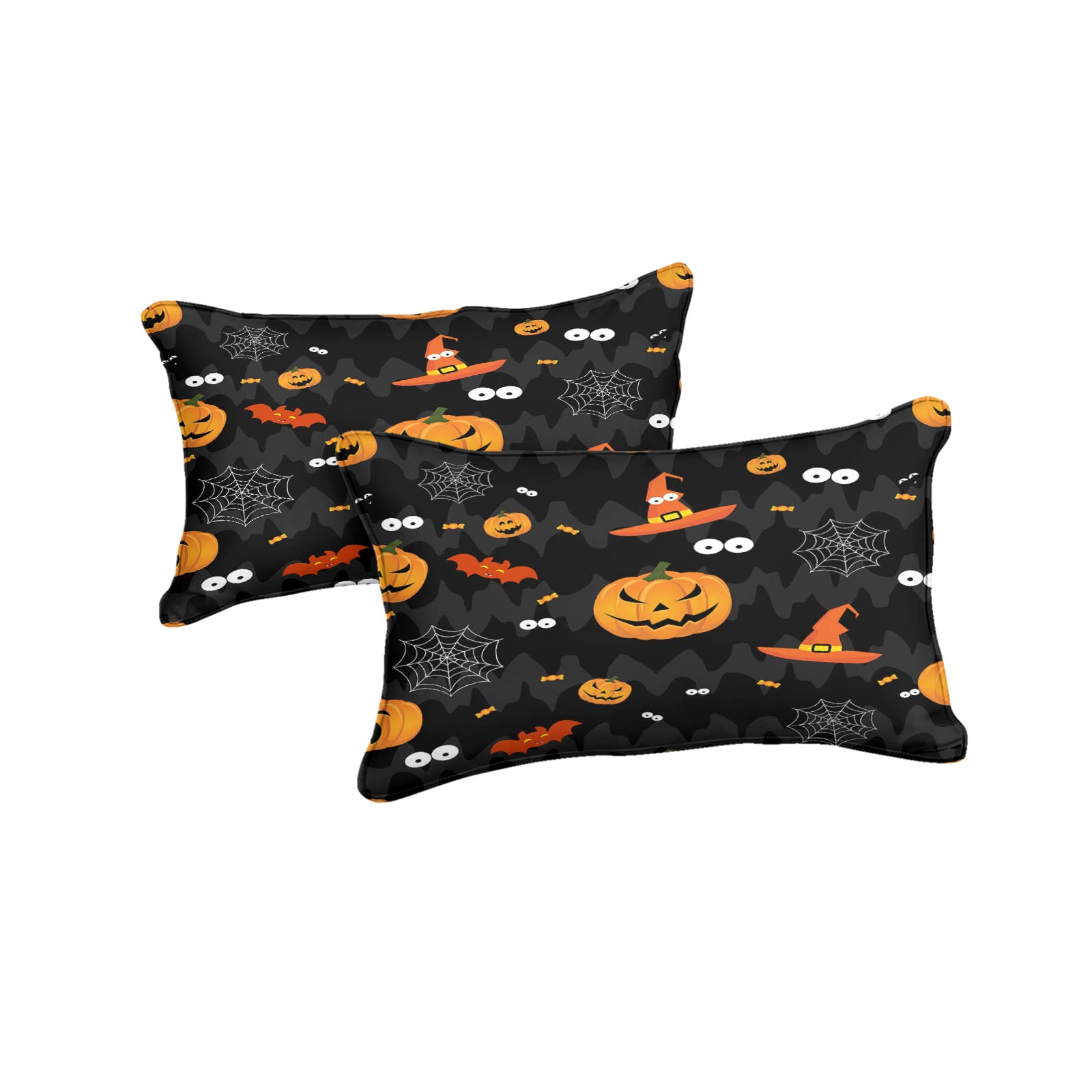 Spooky Halloween Bedding Set - Cartoon Pumpkin Duvet Cover with Bat, Spider Web & Witch Hat Design | Full Size Kids Bedroom Decor for Boys | Perfect for Halloween Parties & Themed Room Decor