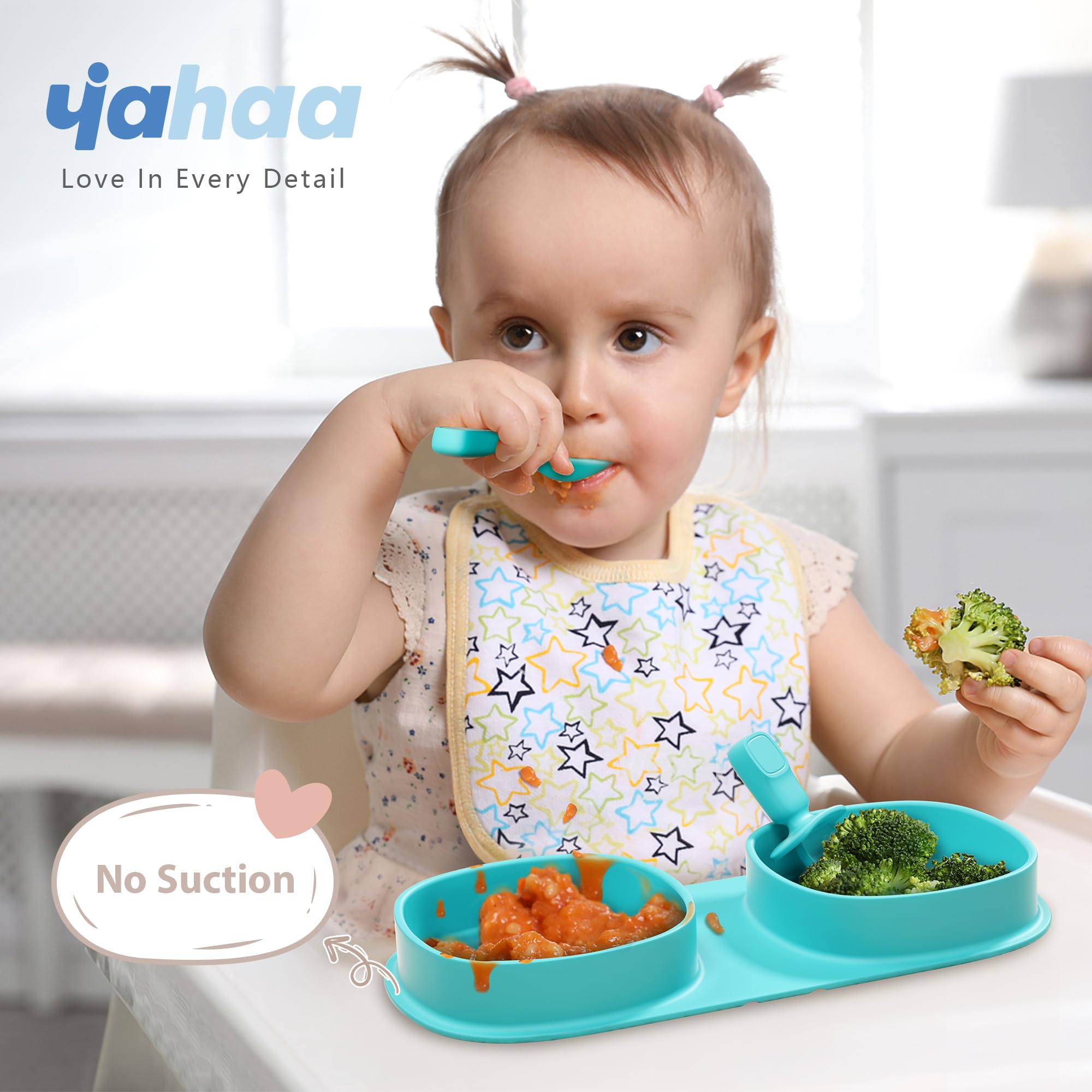 Foldable Silicone Baby Plates with Forks & Spoons - BPA Free Travel Essentials for Toddlers 6+ Months | Self Feeding, Portable & Safe for On-the-Go Meals, Airplane, Car Trips & Outdoor Dining