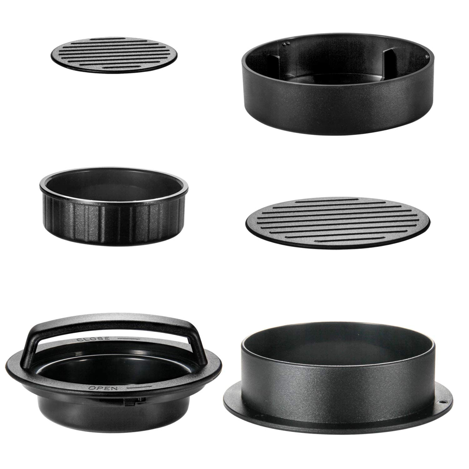 3-in-1 Non-Stick Hamburger Patty Press Maker with 100 Wax Papers - Perfect Burger Shaper for Grilling, BBQ, and Home Cooking - Ideal for Backyard Parties, Camping, and Family Gatherings