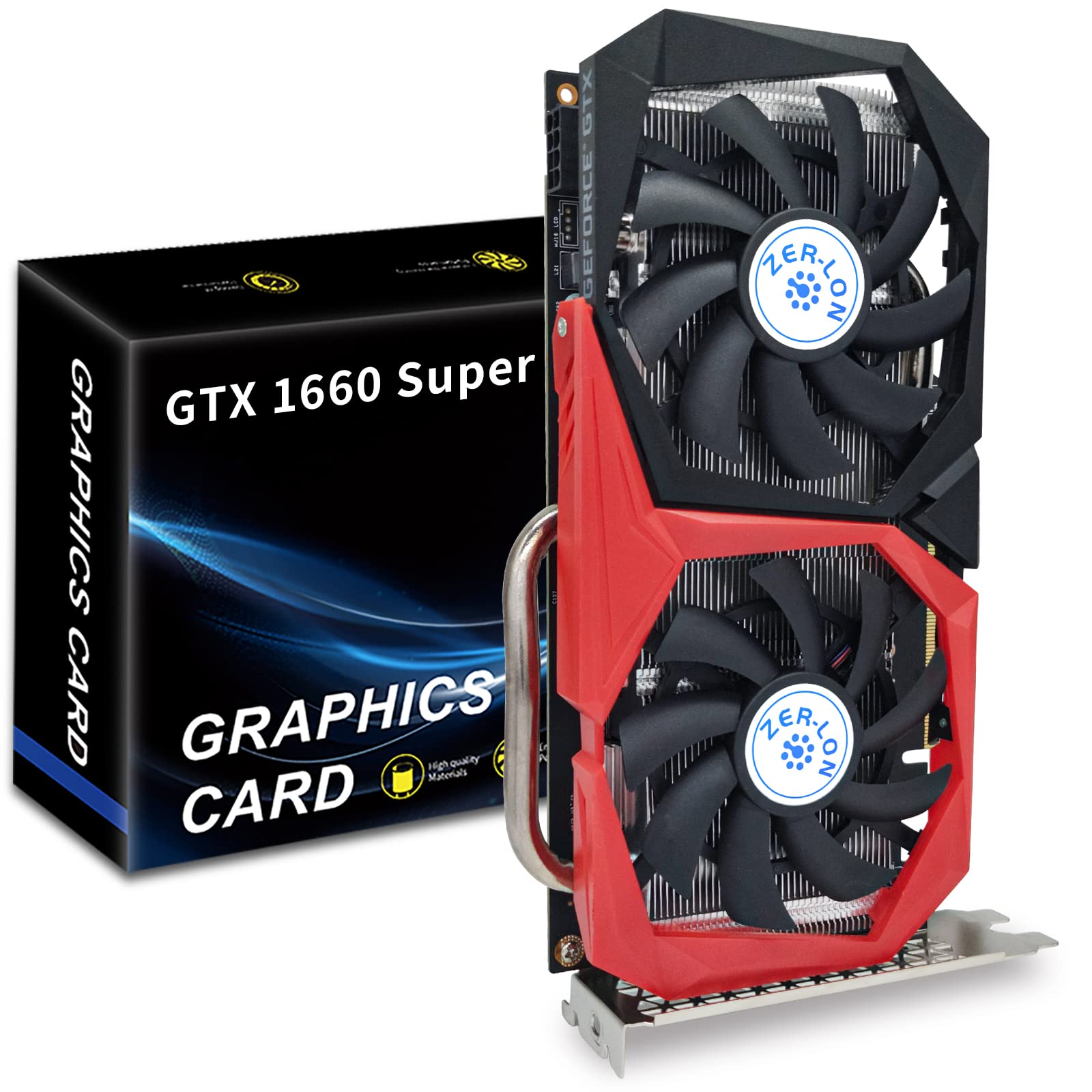 GeForce GTX 1660 Super 6GB GDDR6 192-bit PCIe 3.0 Gaming Graphics Card - Dual Freeze Fans, HDMI/DP/DVI Ports, 4K & 8K Support - Perfect for PC Gaming, Video Editing & 3D Rendering