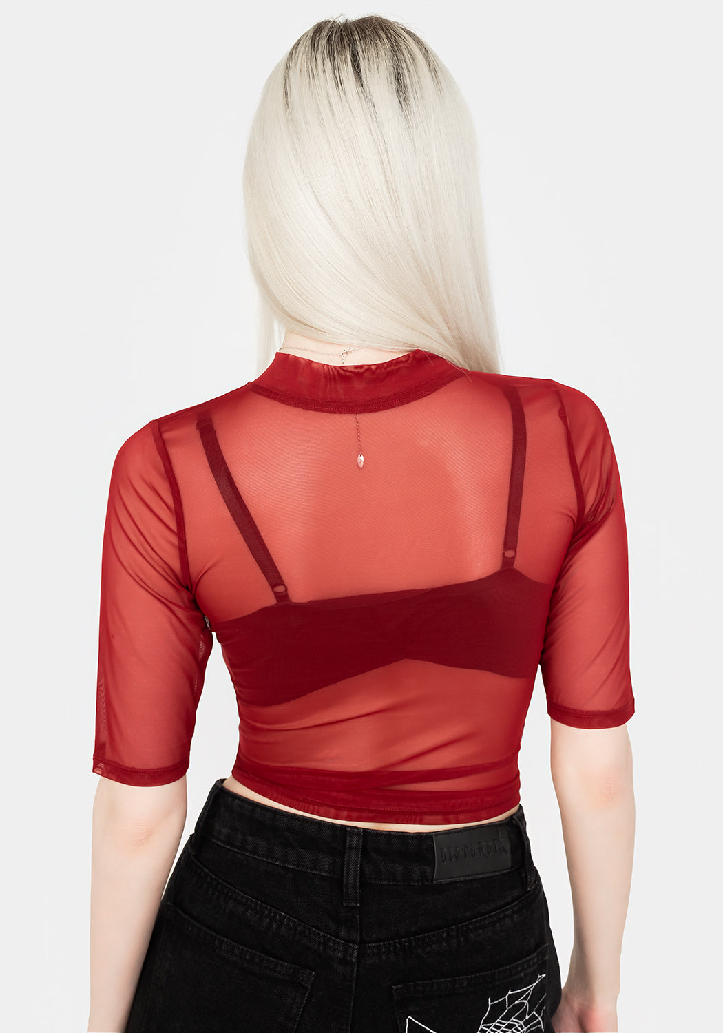 Jinx Mesh Short Sleeve Top for Women - Breathable Red Casual Shirt - Perfect for Gaming, Concerts & Summer Outfits