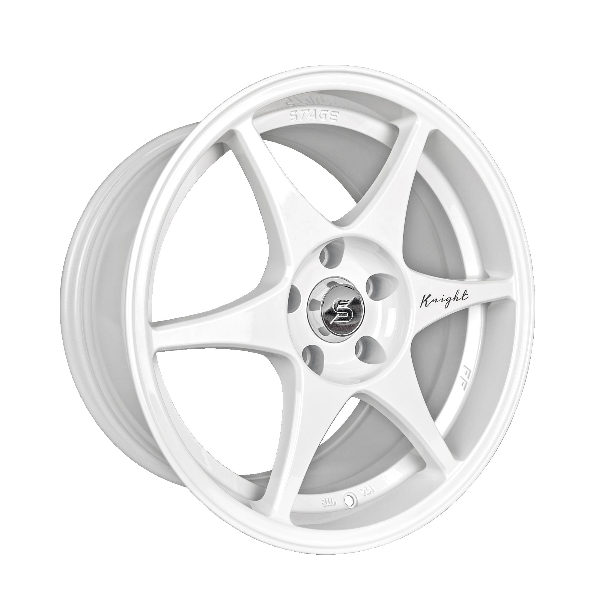 Stage Wheels Knight 17x9 +10mm 5x120 CB 74.1 White Alloy Rims - Perfect for BMW, Mercedes & Luxury Car Upgrades