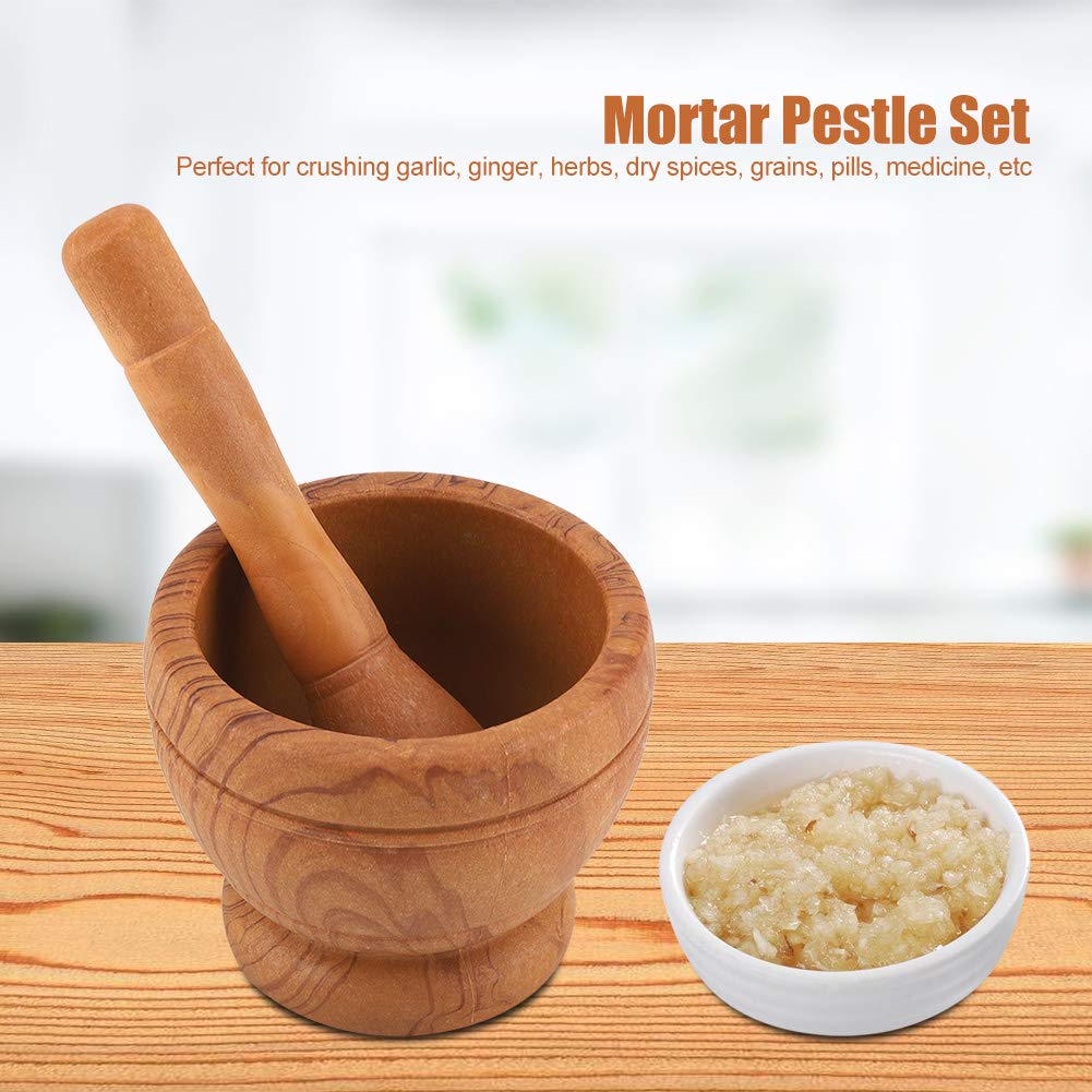 Premium Mortar and Pestle Set - JadeShay Manual Garlic Grinder, Spice & Herb Crusher for Kitchen - Natural Stone Grinding Bowl for Seasonings, Herbs, Pesto & More - Perfect for Cooking, Baking & Meal Prep (Orange)