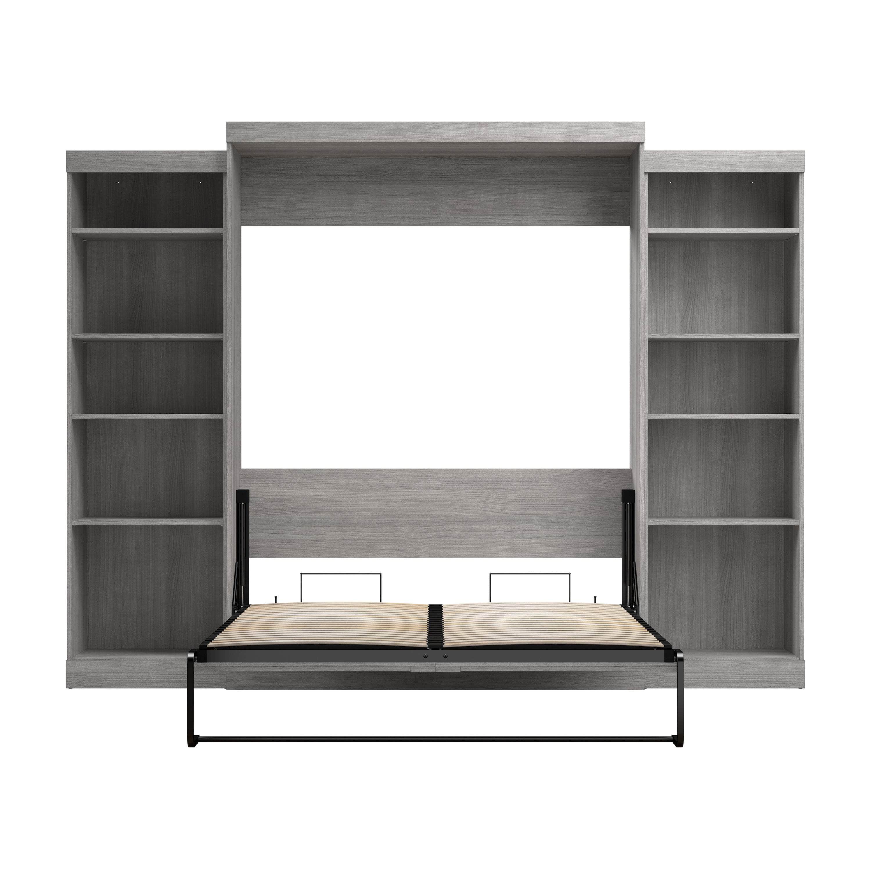 Pur Queen Murphy Wall Bed with 2 Storage Units (115W) - 7 Color Options | Space-Saving Foldable Bed for Small Apartments, Guest Rooms & Home Offices