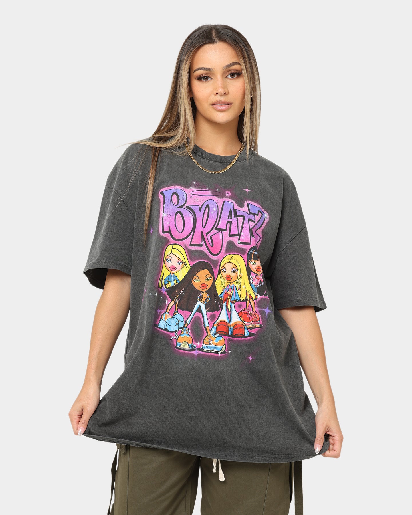 Bratz Logo Heavyweight Vintage T-Shirt - Black Wash | American Thrift Style | Perfect for Casual Wear, Retro Fashion & 90s Nostalgia Outfits