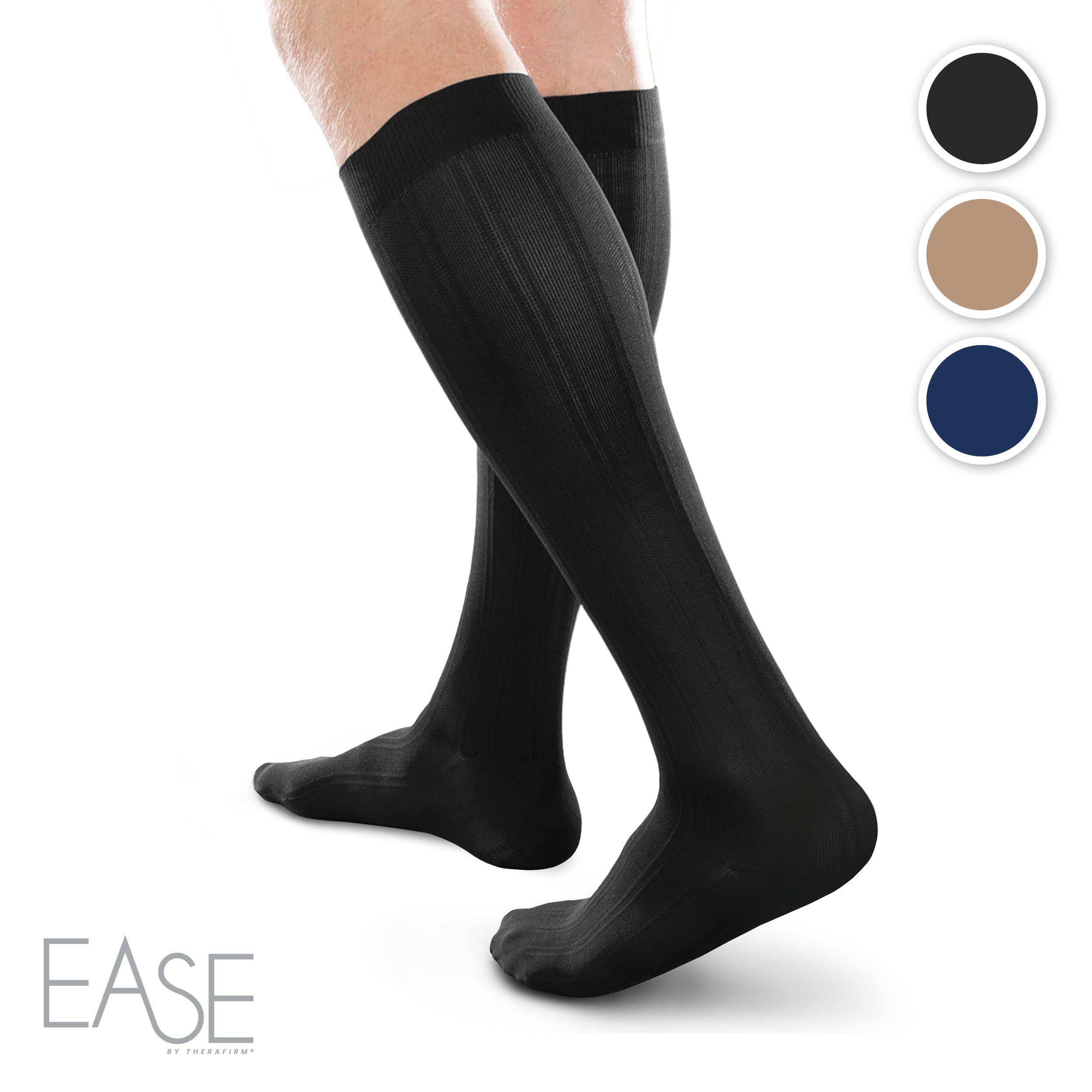 Ease Opaque Men's Compression Socks (15-20mmHg) - Comfortable Support for Work, Travel & Daily Wear