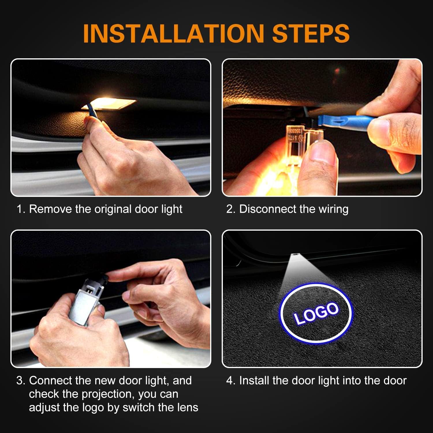Premium 3D LED Shadow Lights for Cadillac SRX CT6 XTS ATS XT4 XT5 XT6 - Dual Plug Puddle Welcome Lights with Logo Projection - Car Door Courtesy Lights for Enhanced Style & Safety (Perfect for Nighttime Parking & Vehicle Customization)