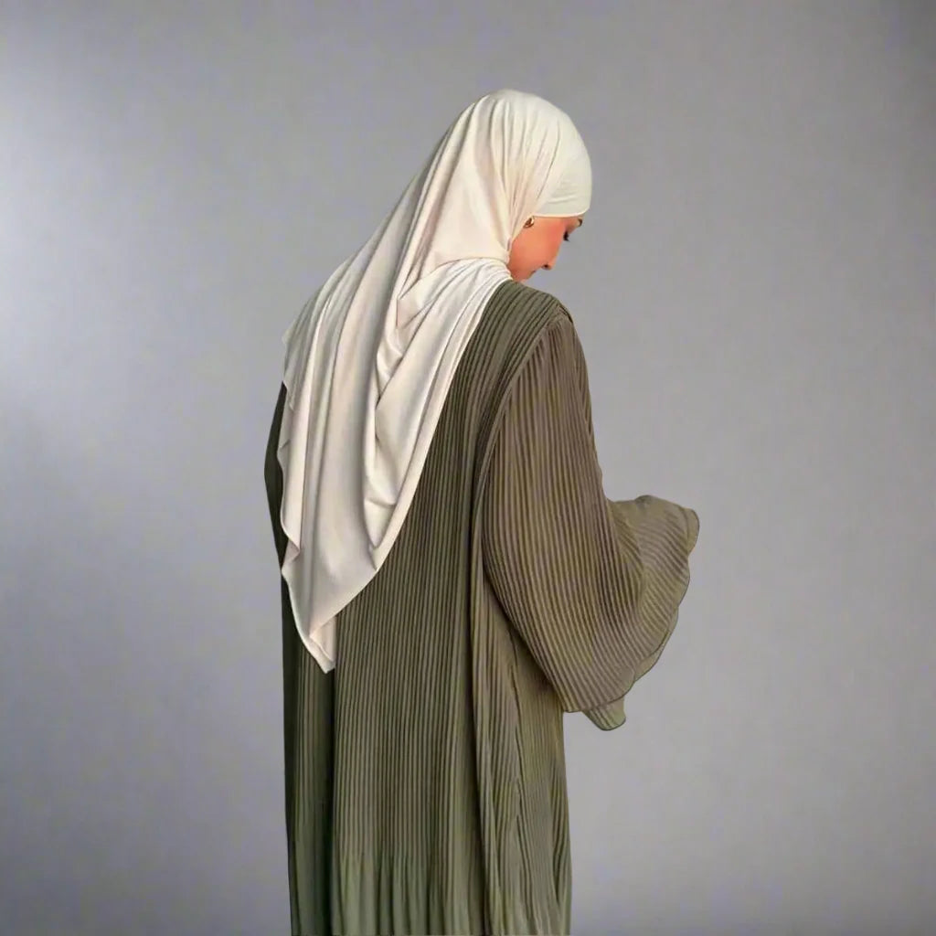Elegant Chiffon Pleated Abaya Dress for Women - Modest Islamic Fashion - Perfect for Prayer, Eid, Wedding & Special Occasions