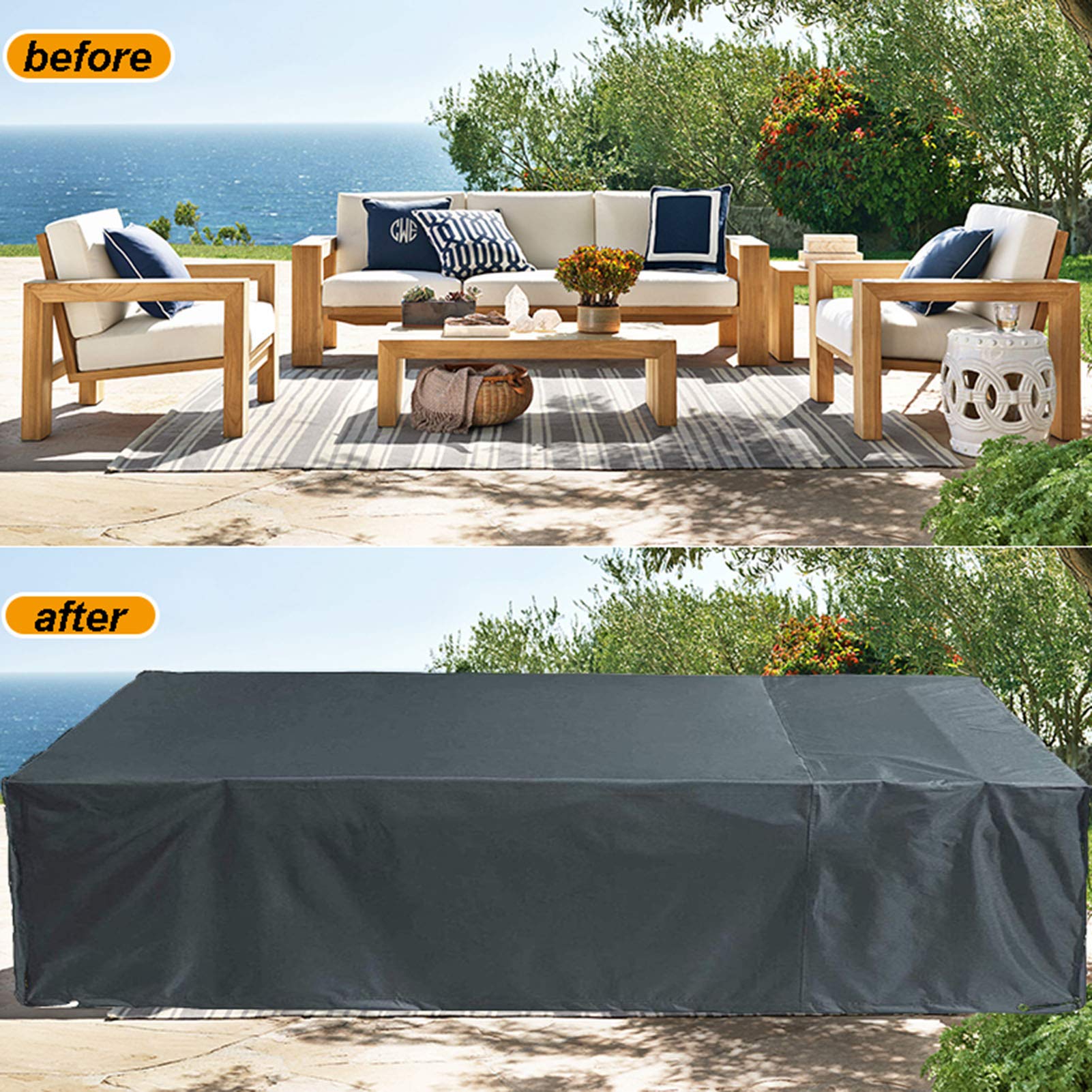 **Waterproof Outdoor Patio Furniture Covers for Rectangular Table & Chair Set (138”L x 102”W x 35”H) - Heavy Duty Garden Furniture Protector for Rain, Snow & Dust - Ideal for Backyard, Deck & Poolside Use**