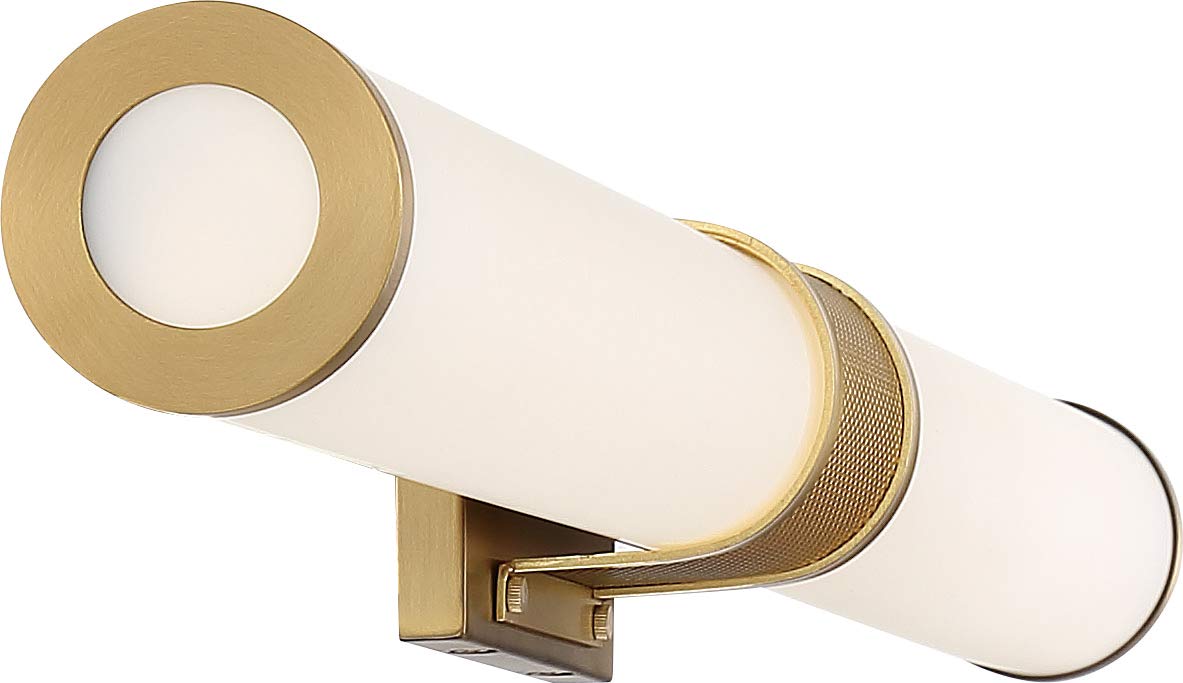 Nuvo 62/1603 LED Vanity Mirror - Brushed Brass Finish with Frosted Lens, Gold Accent - Perfect for Bathroom Makeup & Shaving Lighting