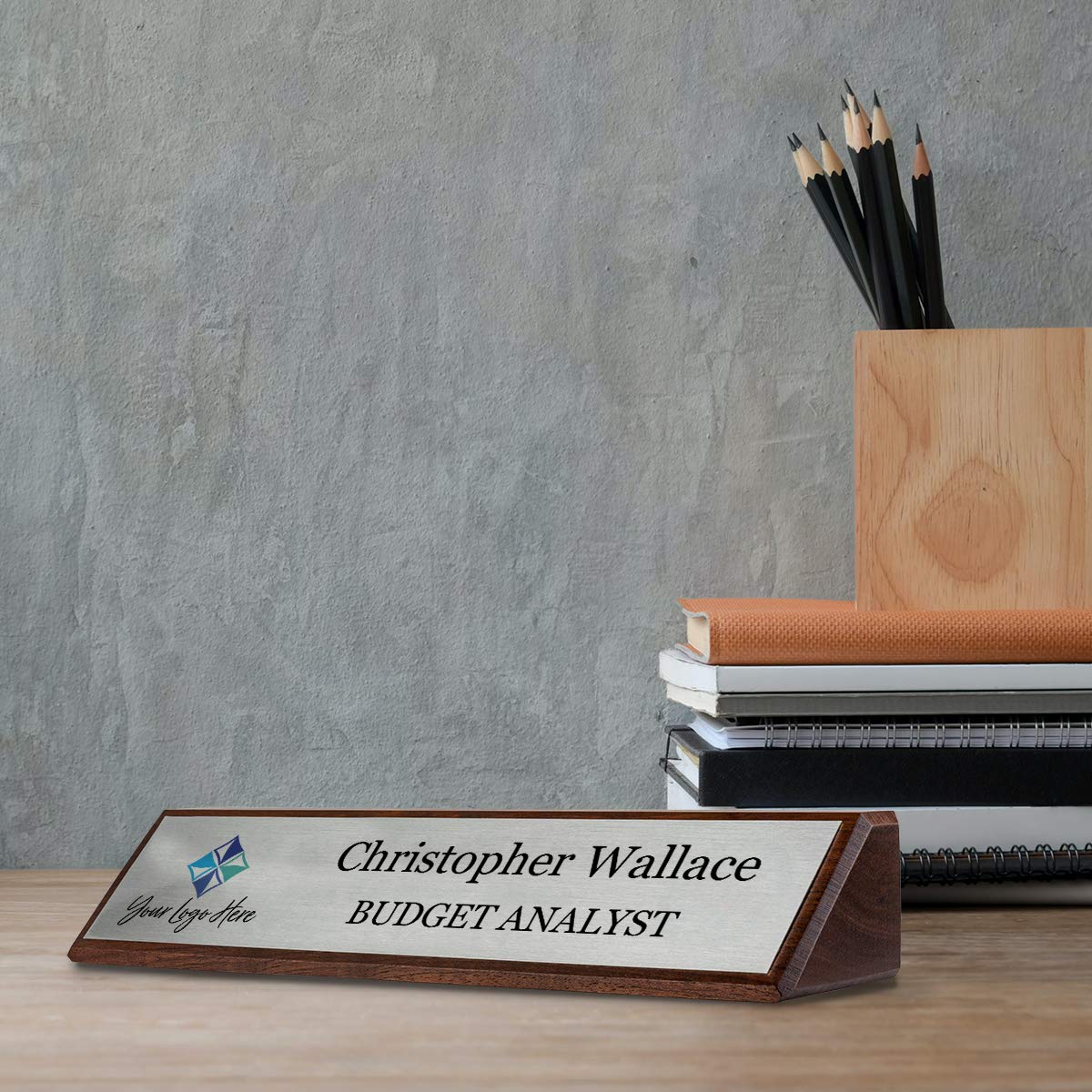 Premium Walnut Wood Desk Wedge - Silver Finish 10x2 Inches - Perfect for Laptop Stand, Monitor Riser & Ergonomic Workspace Setup