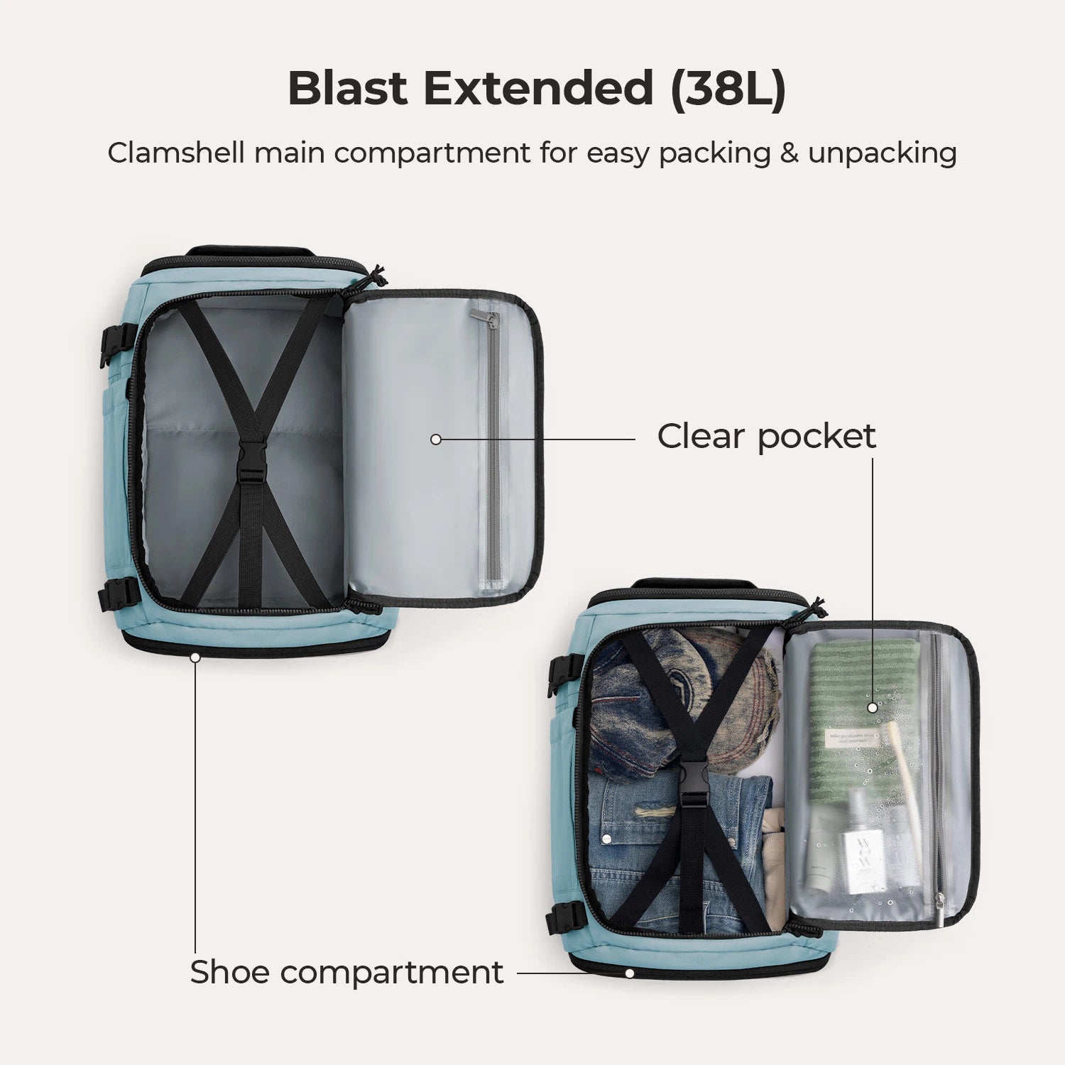 Blast Travel Backpack - Lightweight Waterproof Carry-On Backpack for Men & Women - Perfect for Airplane, Hiking, Camping & Daily Commute