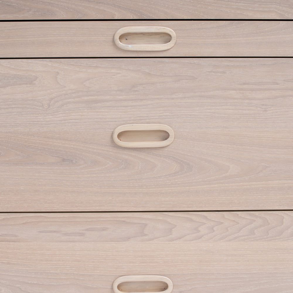 HAYTON 70cm Tall Sideboard - White Oak Solid Wood Buffet Cabinet for Dining Room, Living Room & Entryway Storage