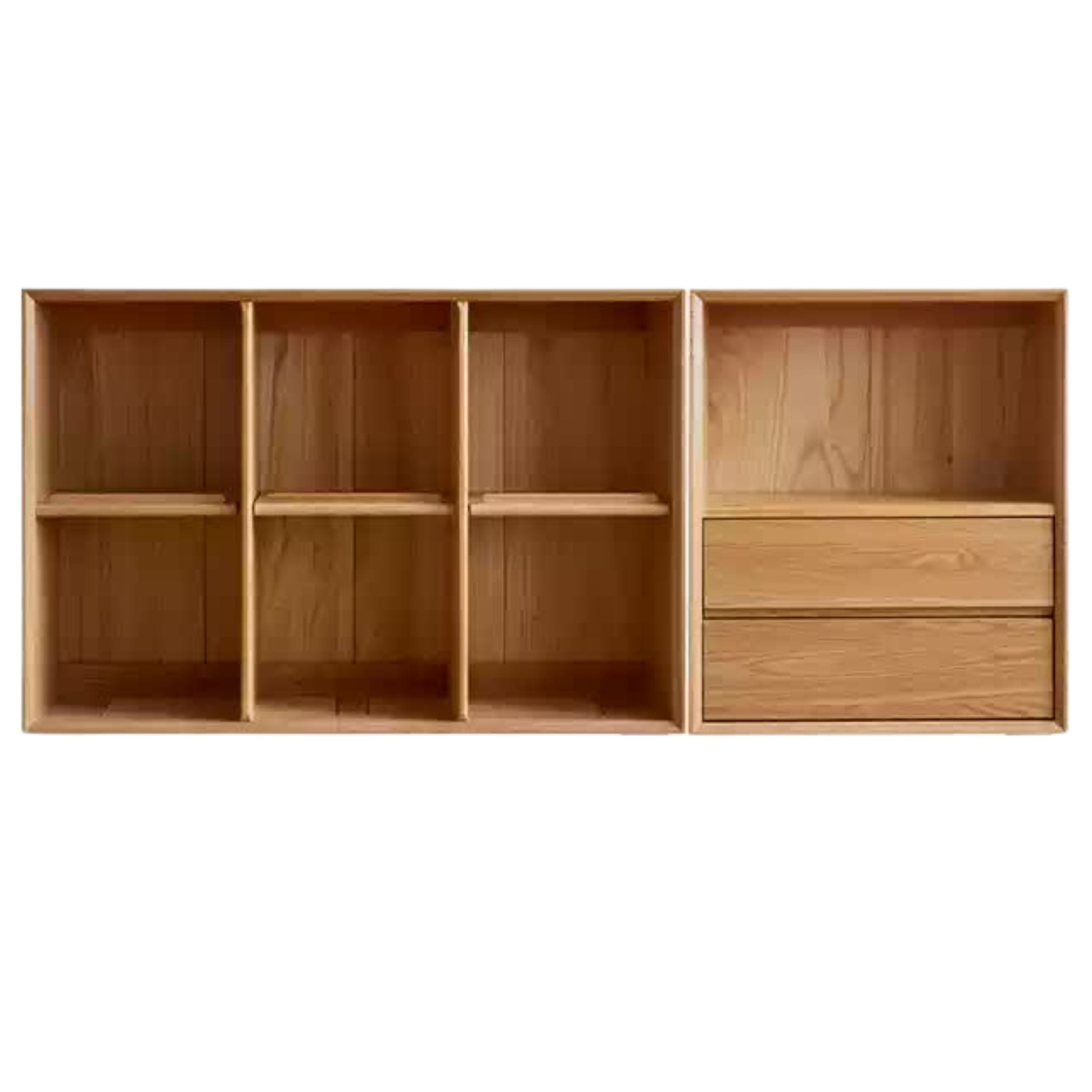 65.7x 12.6x28.3 inch  /167x32x72 сm /  Natural Wood Color / Bookcase DB