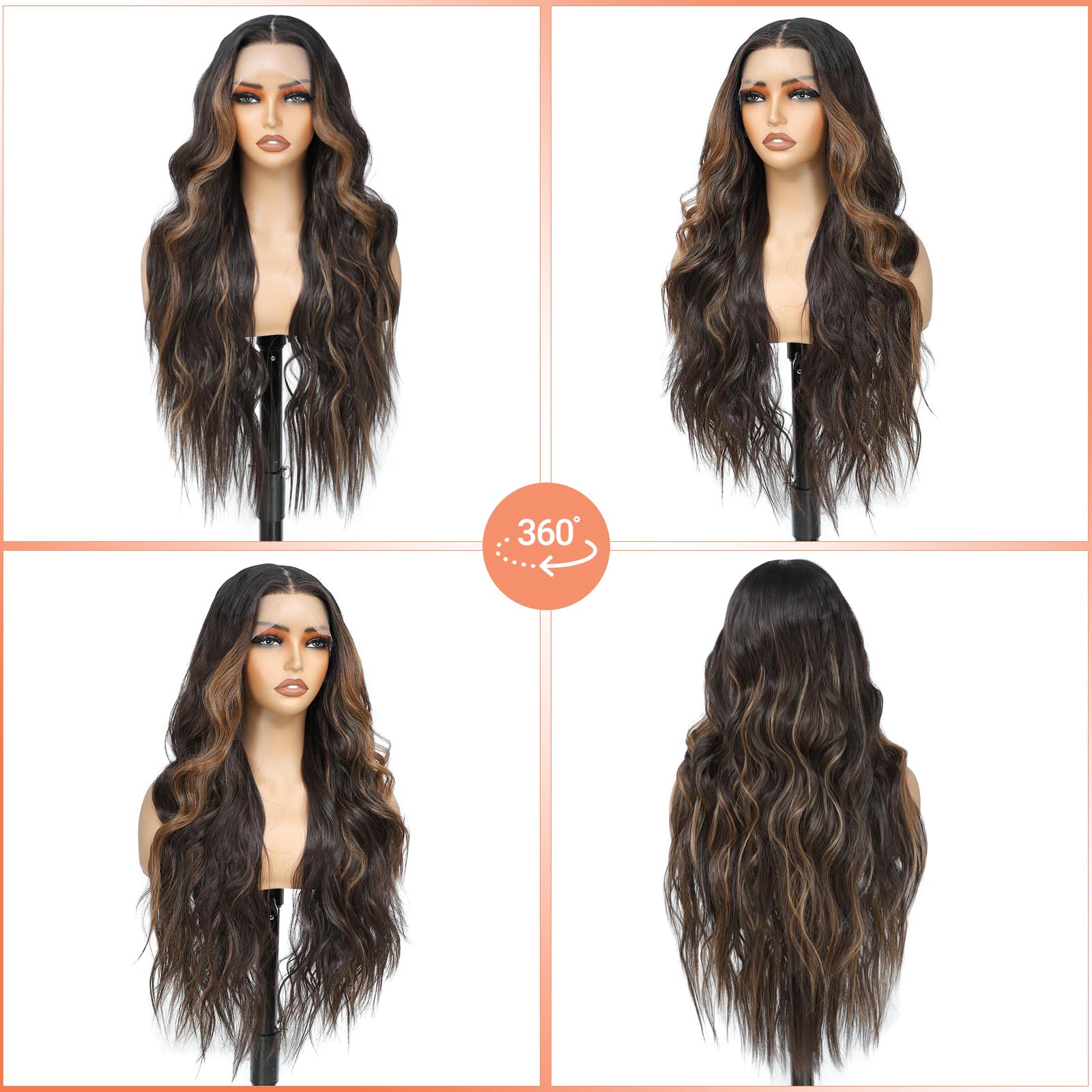 13x4x1 HD Lace Pre-Plucked Middle Part Synthetic Wig - Glueless Ready-to-Wear 26