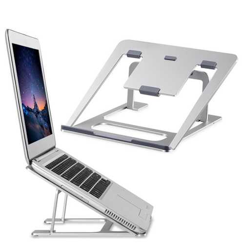 Adjustable Aluminum Laptop Stand for 17-inch Notebooks & Tablets - Ergonomic Portable Desk Holder for Home, Office, and Travel Use