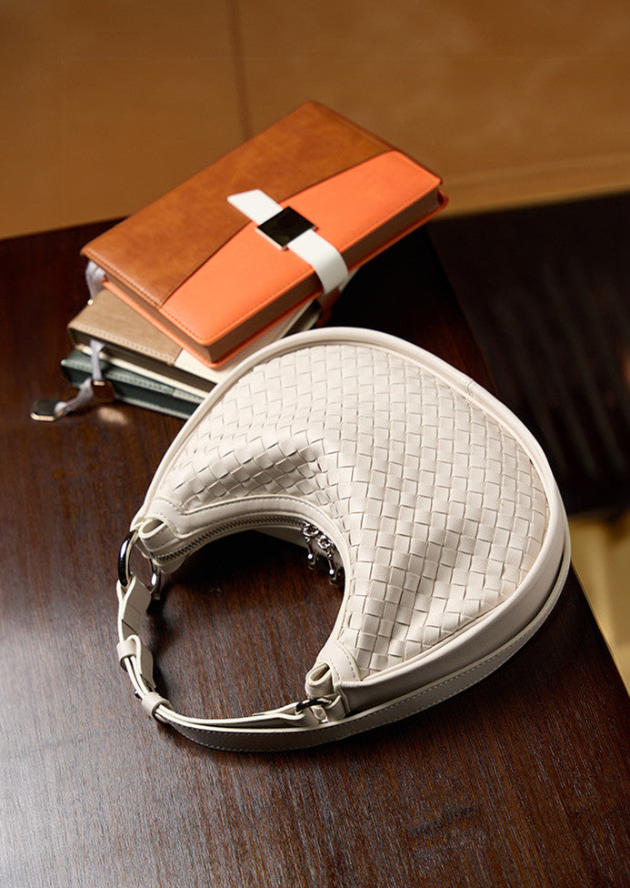 Stylish Woven Crescent Leather Crossbody Bag for Women - Perfect for Work, Travel & Everyday Use