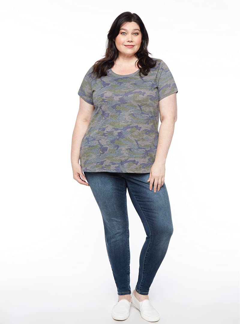 LAT Women's Curvy Fit Soft Stretch Jersey T-Shirt - Comfortable Casual Tee for Everyday Wear & Layering