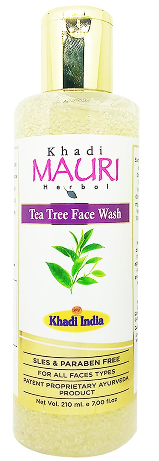 Khadi Mauri Tea Tree Face Wash for Acne & Oily Skin - 210ml Cleansing Face Wash with Natural Ingredients | Pack of 1 | Perfect for Daily Skincare Routine & Deep Pore Cleansing