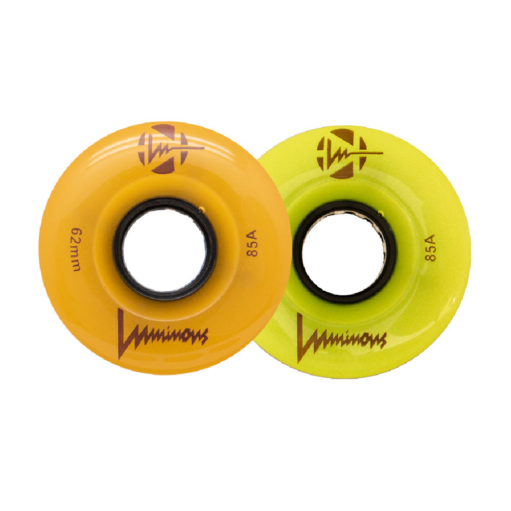 Luminous 62mm LED Glow Light Up Quad Wheels - 4 Pack Set for Roller Skates, Skateboards & Scooters - Night Riding Safety Lights