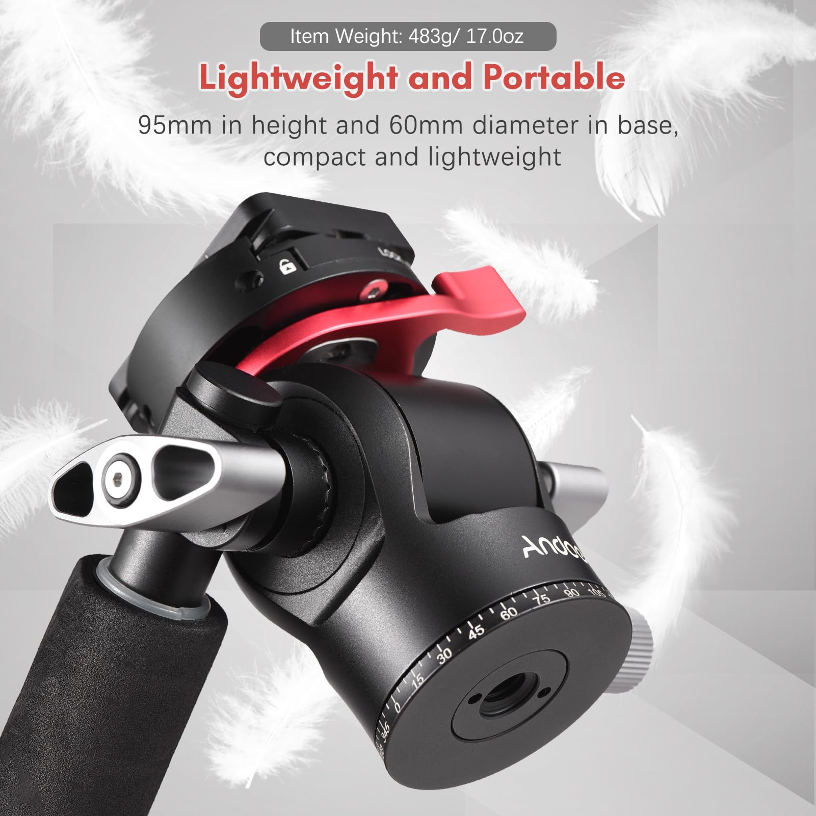 Andoer Professional Aluminum Alloy Fluid Video Tripod Head with Quick Release Plate - Smooth Pan & Tilt Motion for DSLR Cameras, Camcorders, Telescopes (10kg/22lbs Load Capacity) - Perfect for Vlogging, Live Streaming, and Outdoor Photography