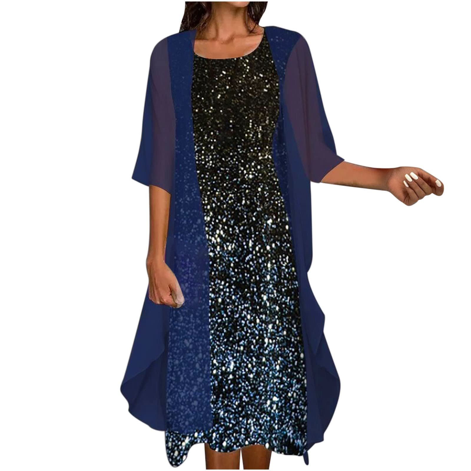Plus Size Floral Midi Dress & Chiffon Cardigan 2-Piece Set - Women's Summer Sleeveless Outfit for Wedding Guest, Party, Beach Vacation & Special Occasions