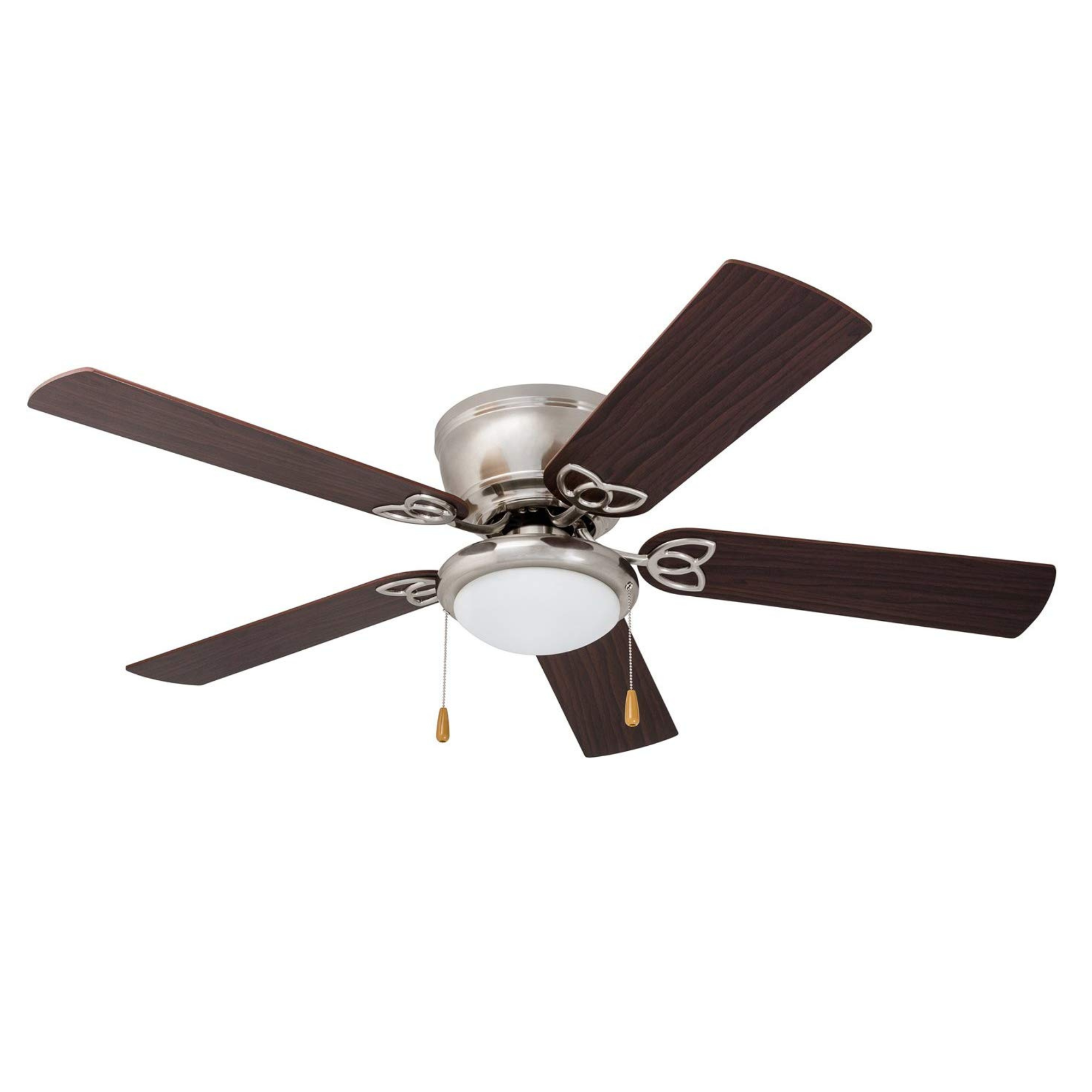 52 Inch Benton Brushed Nickel Ceiling Fan with Pull Chain - Perfect for Living Room, Bedroom, and Outdoor Patio Cooling