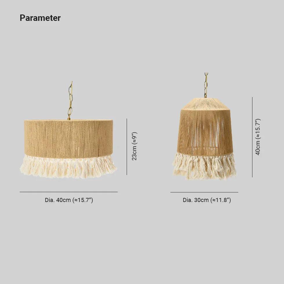 Vintage Fabric Barrel Pendant Light - Handwoven Rattan Shade for Living Room, Bedroom, Dining Room - Boho Farmhouse Ceiling Lighting Fixture