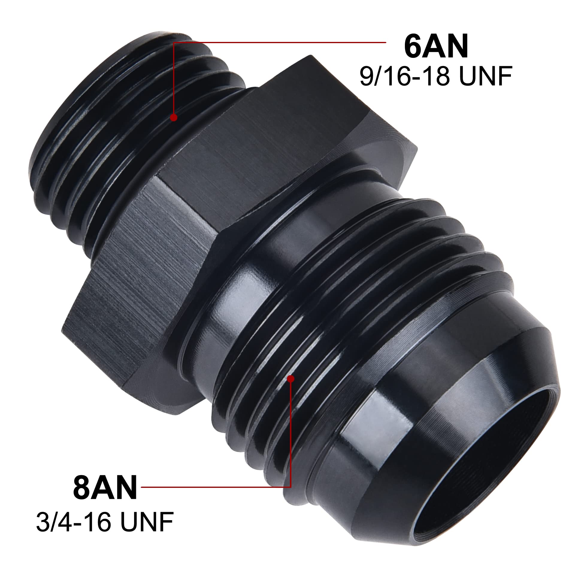 EVIL ENERGY 8AN to AN6 ORB Male O-Ring Fitting Adapter - 2PCS High Performance Fuel Line Connector for Automotive & Racing Applications