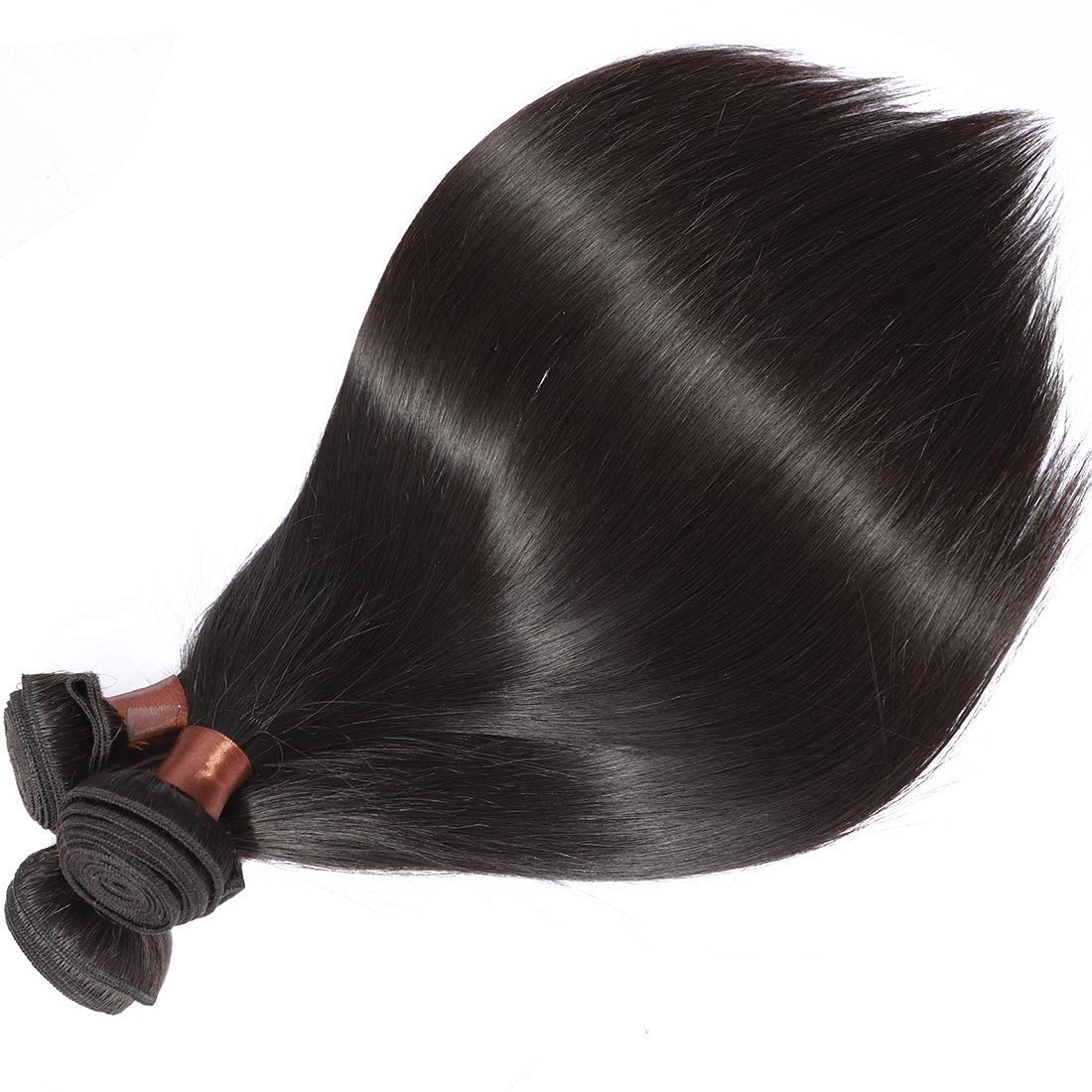 100% Brazilian Virgin Human Hair Bundles - Unprocessed Straight Weave Extensions in Natural Black (22