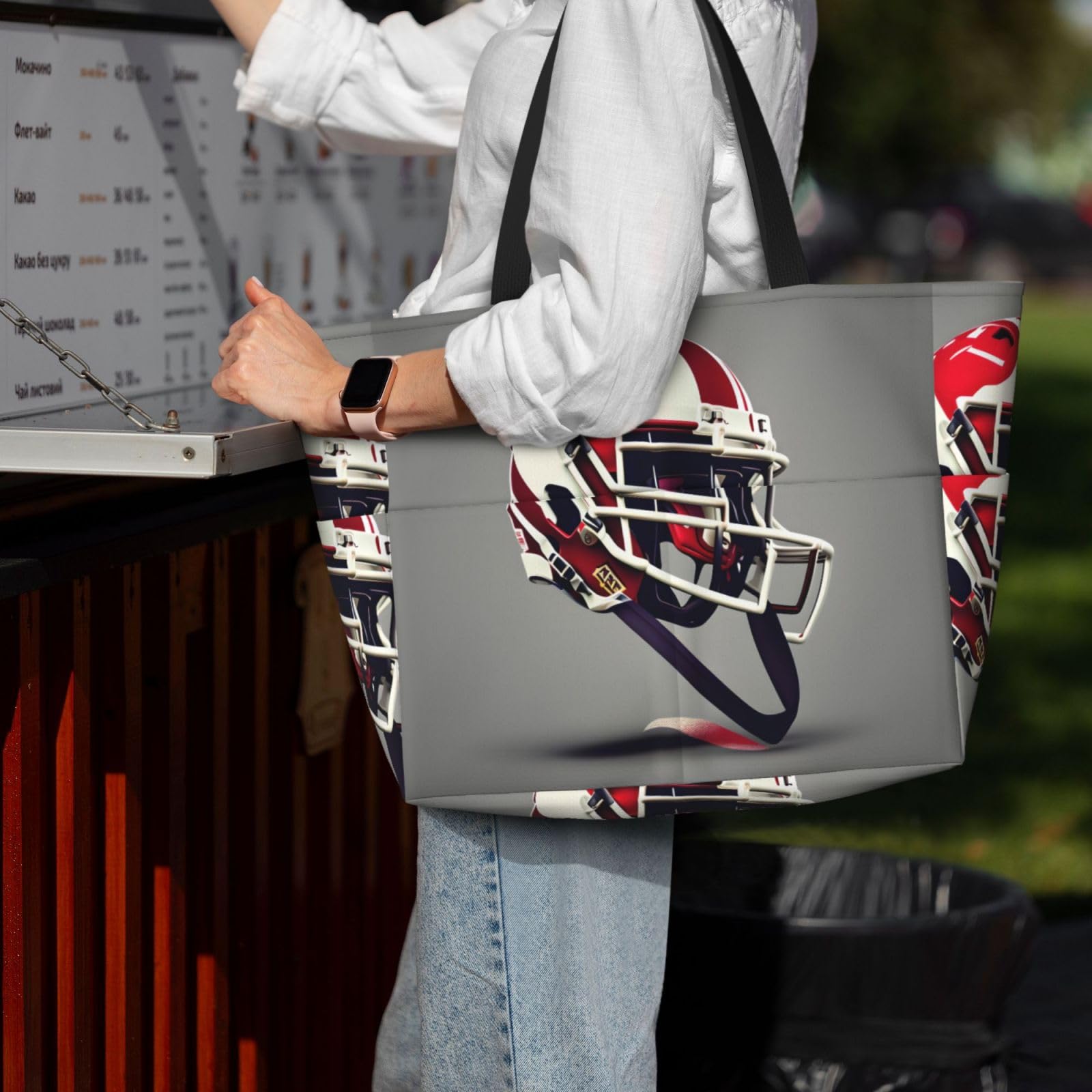NOUZU XL Football Beach Tote for Women - Travel & Outdoor Use