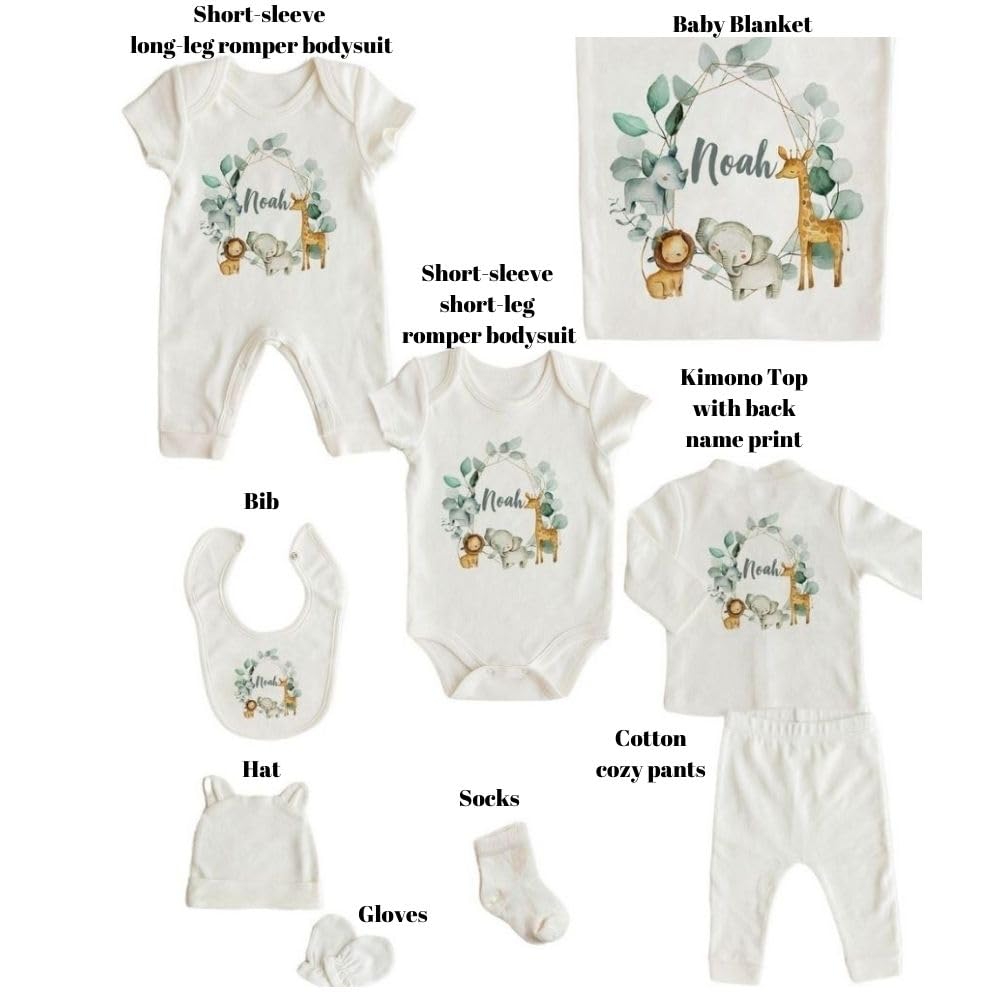 Lilabio Baby 100% Organic Cotton Personalized Newborn Coming Home Outfit Set - 10-Piece Hospital Essentials for Boys & Girls | Custom Baby Shower Gift | Soft Teddy Bear Design | Perfect for First Photos, Christening & Special Occasions