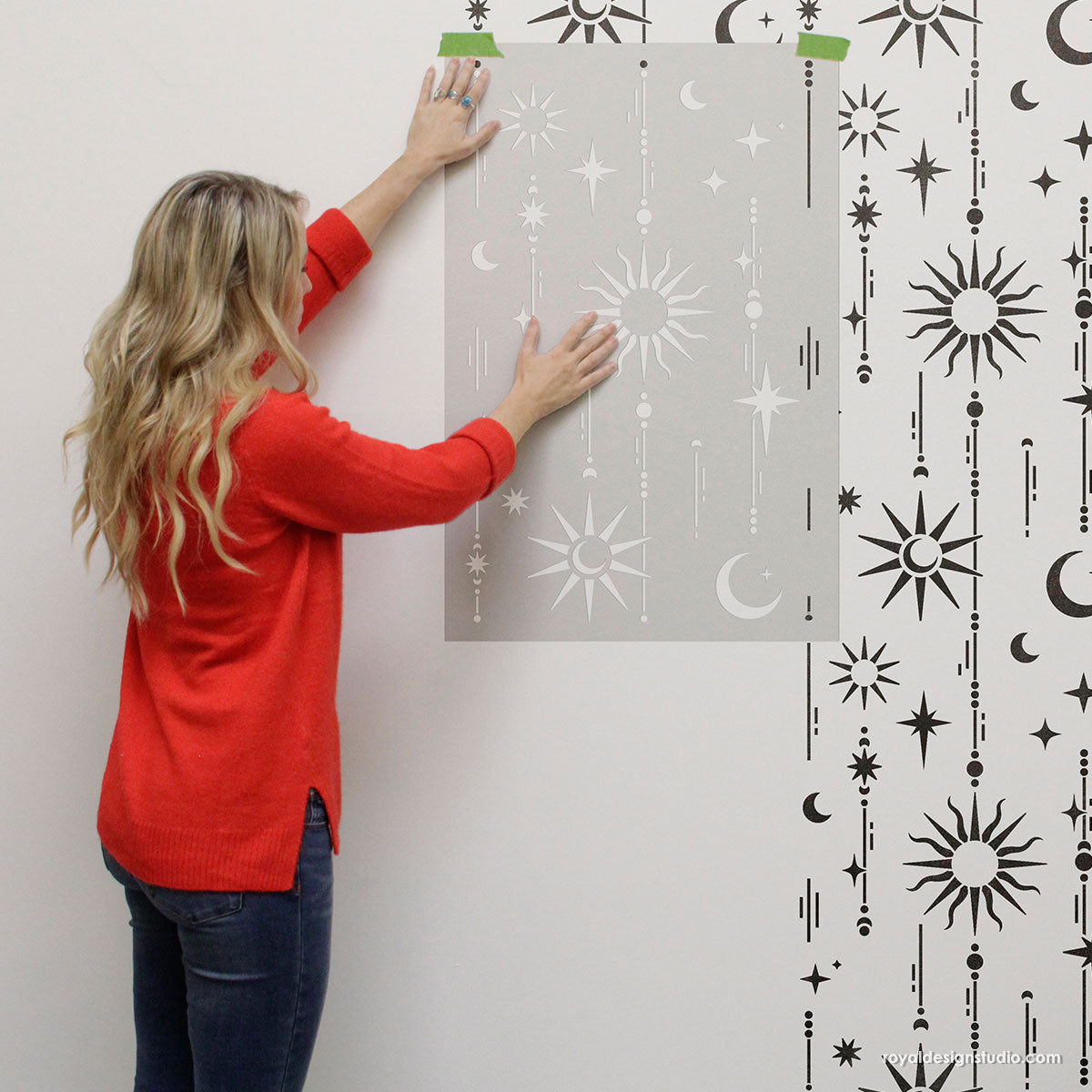 Celestial Moon and Stars Stencil for DIY Crafts, Wall Art, and Home Decor - Perfect for Painting, Scrapbooking, and Custom Designs