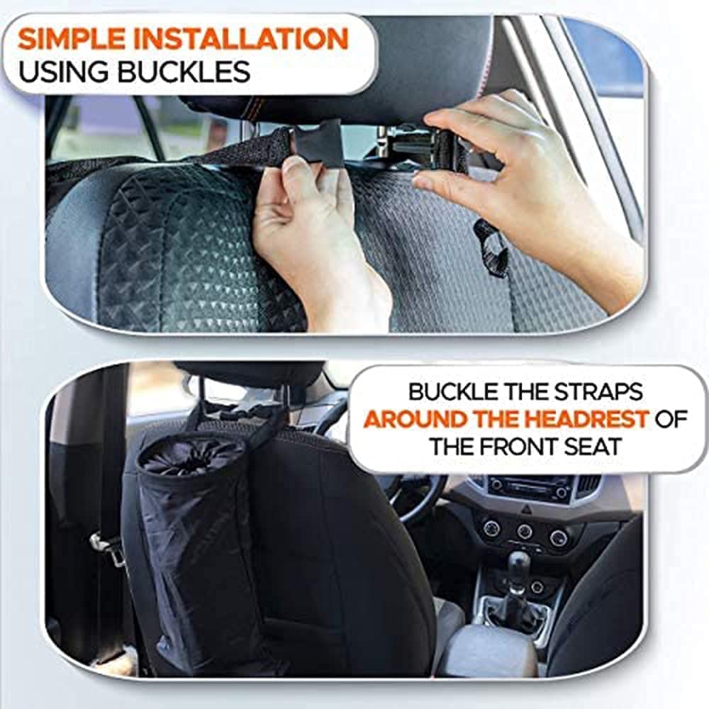**2 Pack Waterproof Leakproof Car Trash Bag - Hanging & Detachable Trash Can for Car Console & Headrest - Perfect for Road Trips, Commuting & Travel (Asian)**